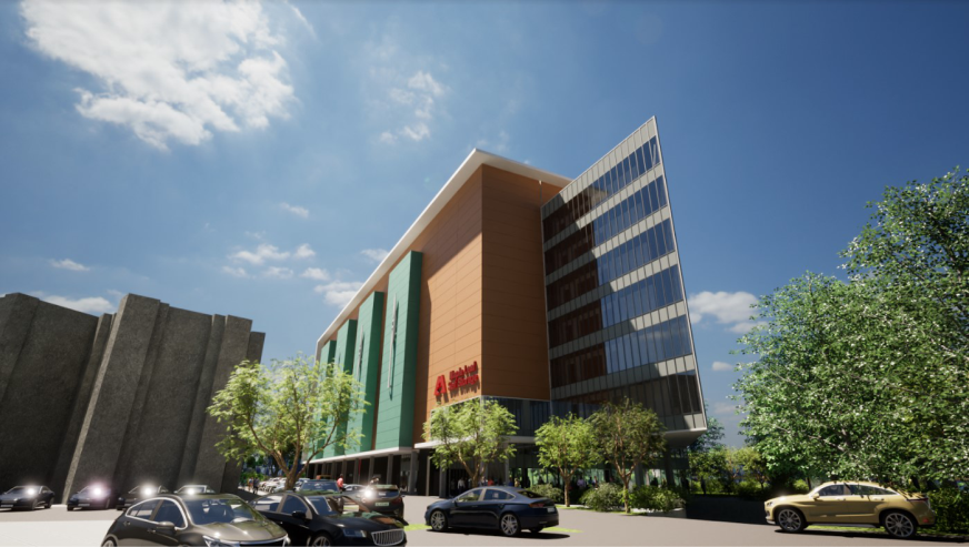 Modern multi-storey self-storage facility.