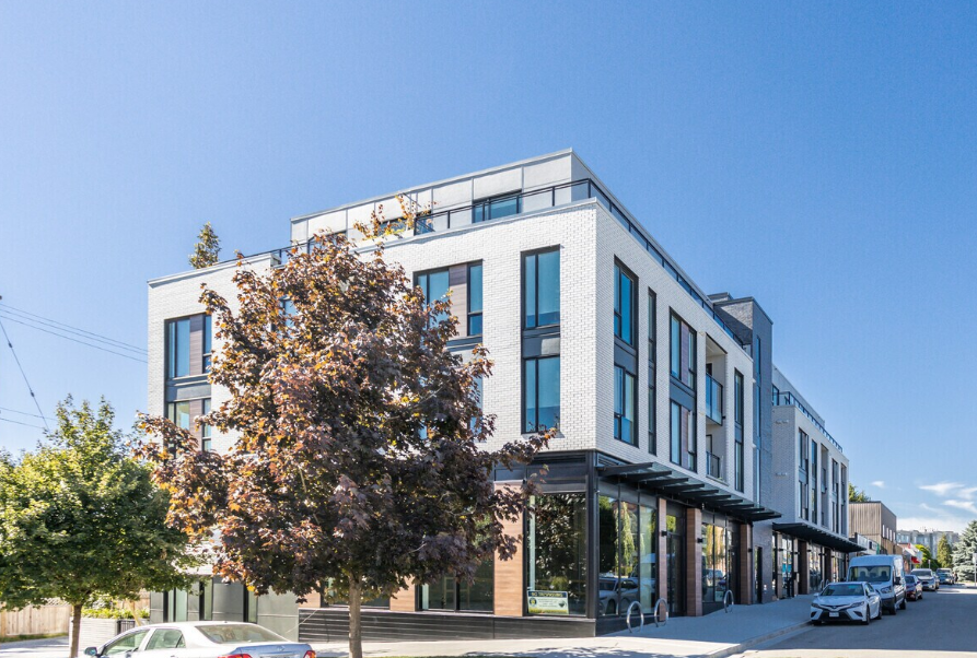 Contemporary apartment building with street-level retail