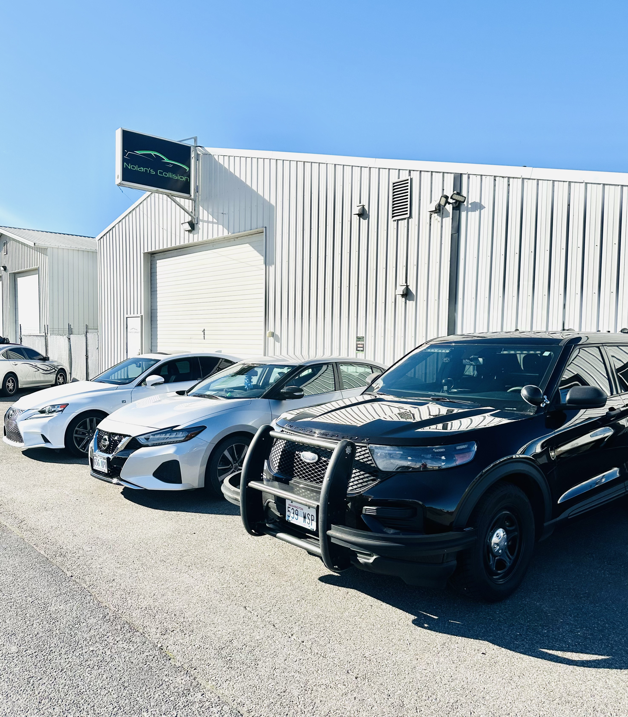 police enforcer vehicle received auto body collision repair at Nolans Collision in Pasco