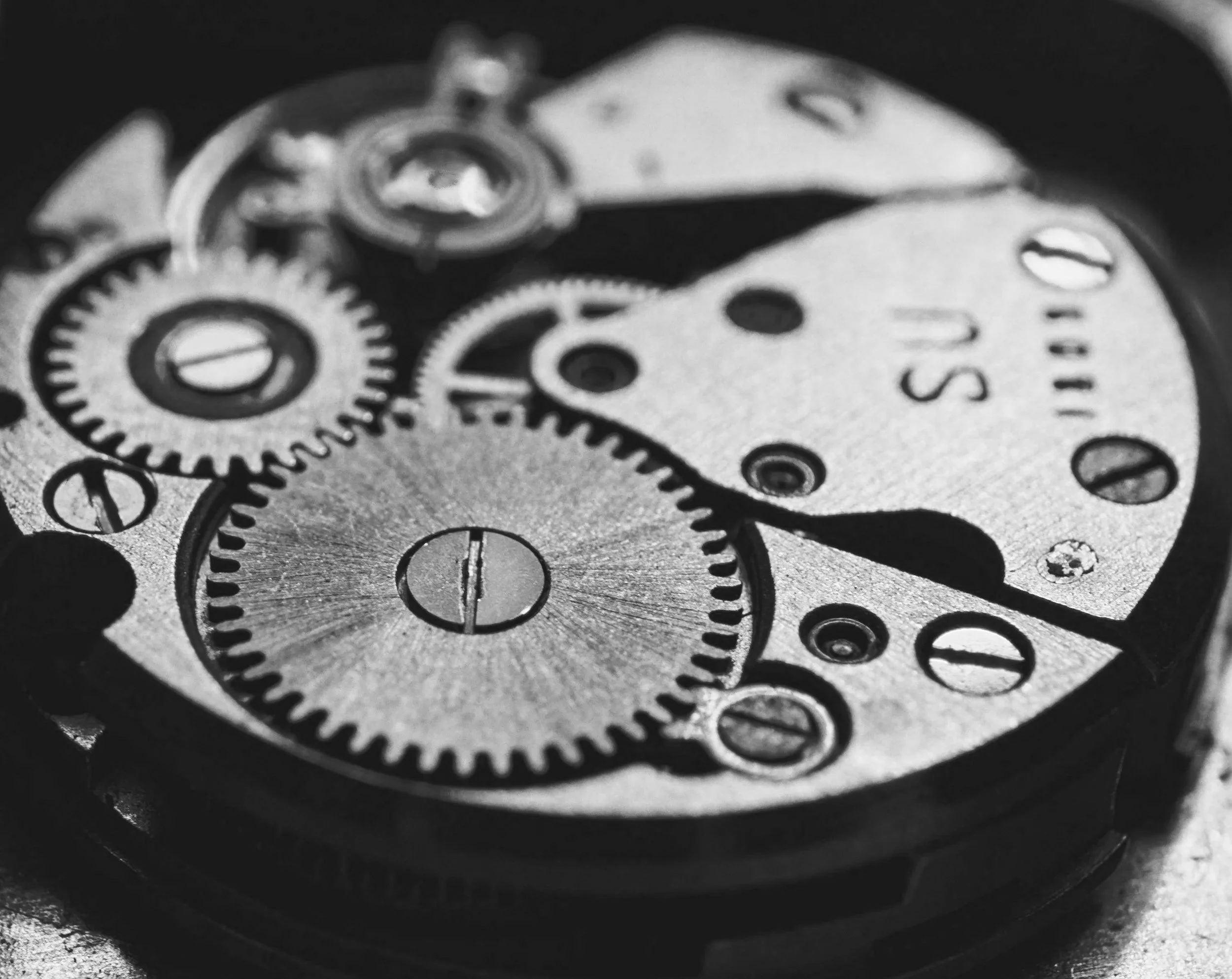 Close-up of the internal gears and mechanisms of a wristwatch, representing precision and attention to detail in law firm operations.