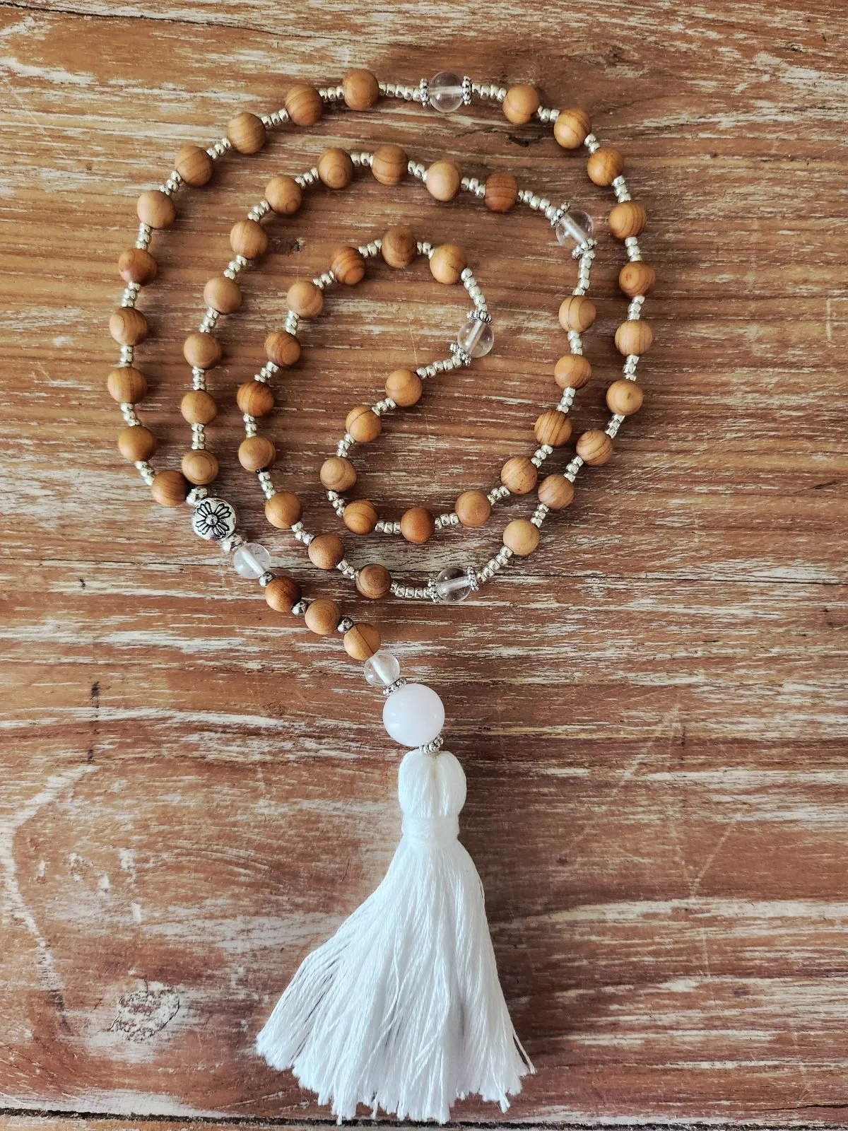 Sandalwood & Crystal Rosary Beads 6mm