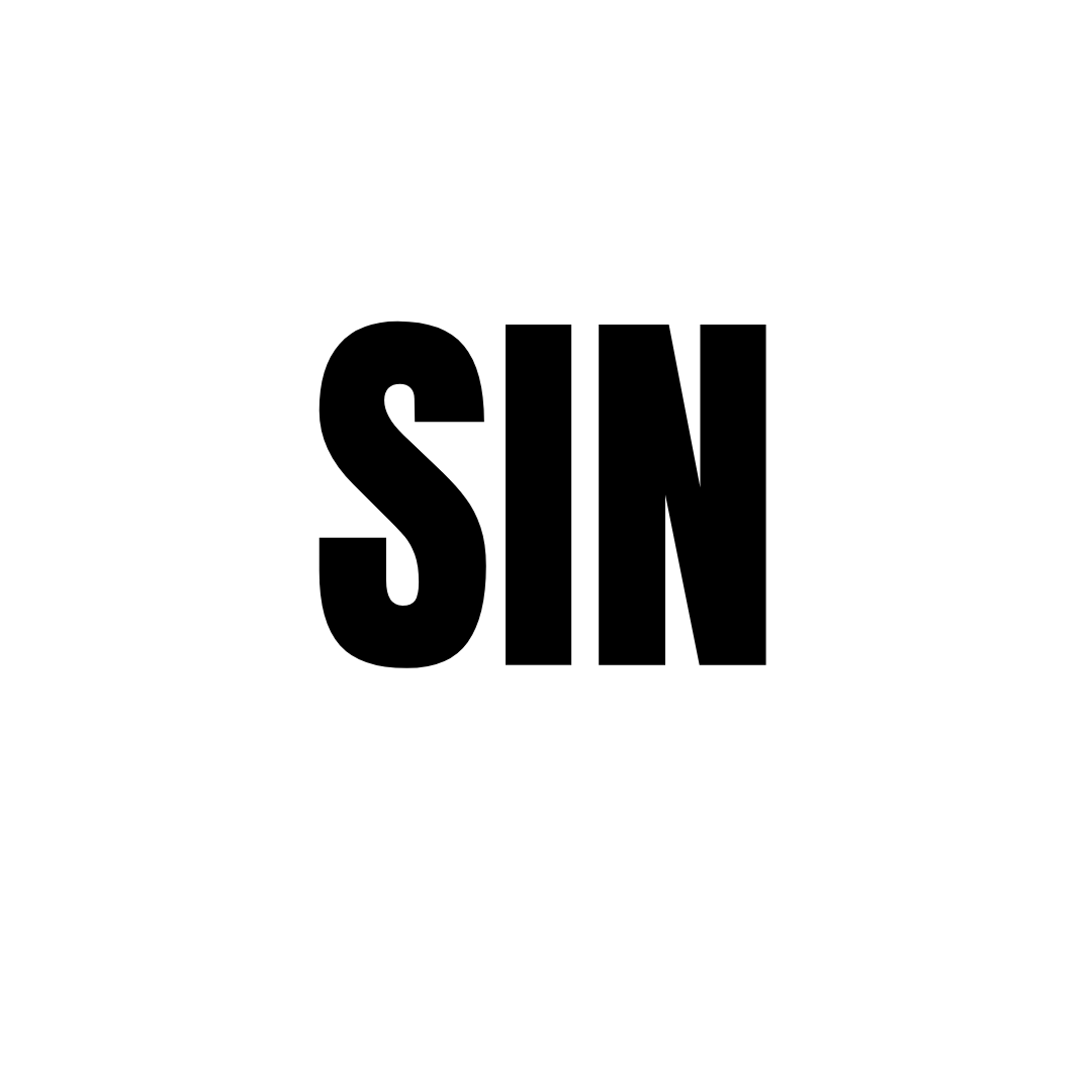 Black text 'SIN' on a white background.
