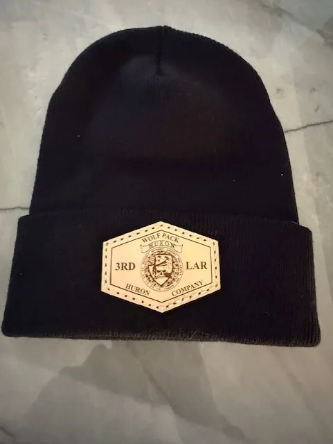 Huron Company Leather Patch Beanie black.png