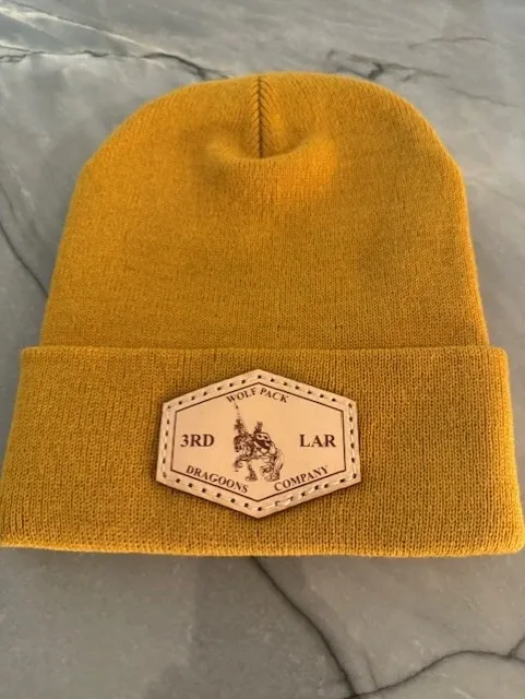 Dragoons Company Leather Patch Beanie camel.png