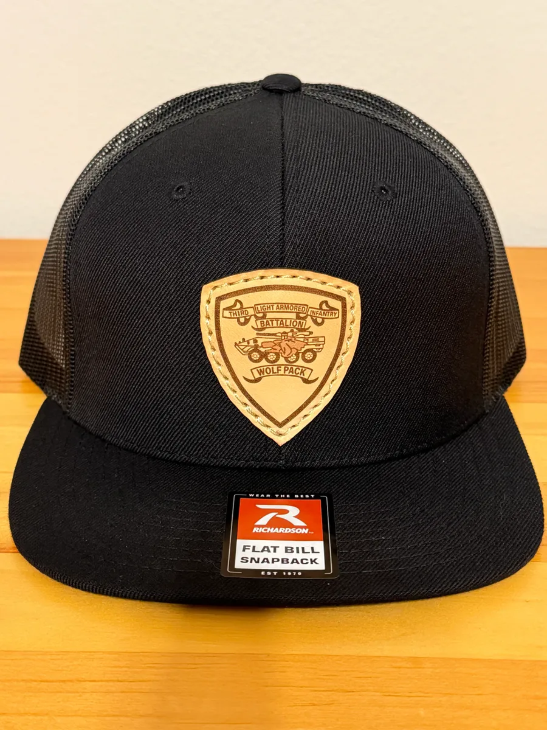 LAI Battalion Leather Patch Hat - Flat bill black.png