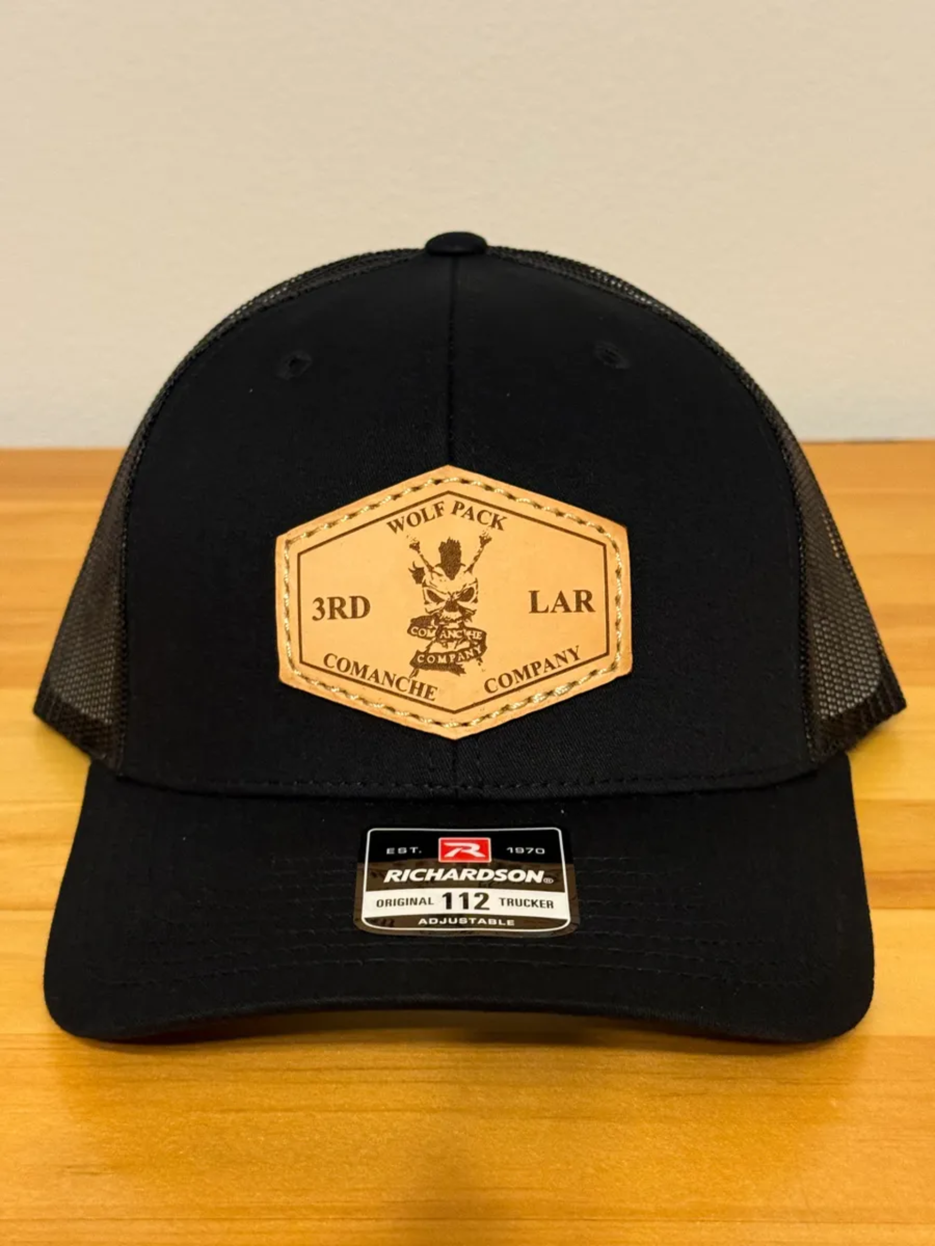 Comanche Company Leather Patch Hat black.png