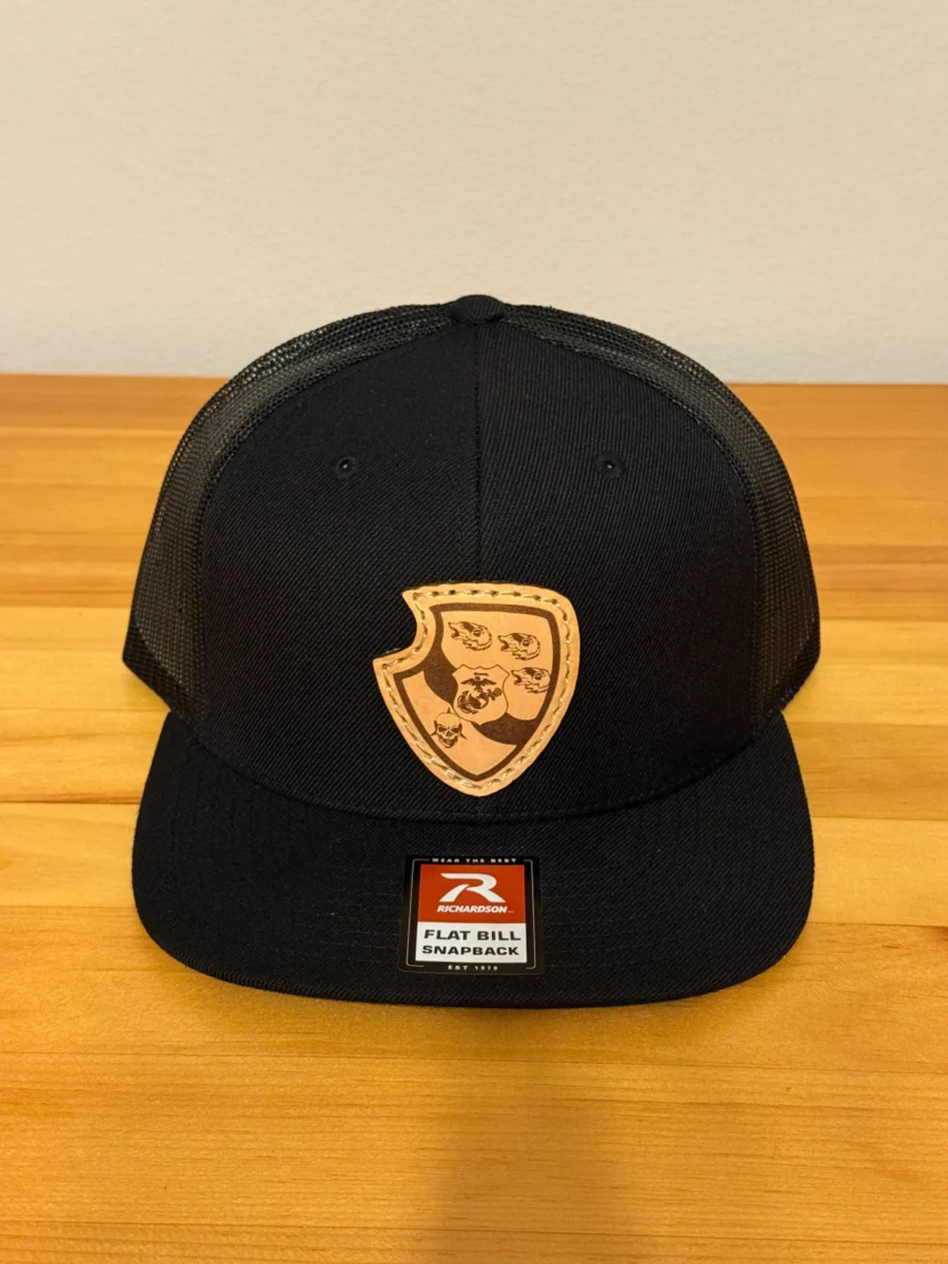 LAR Battalion Leather Patch Hat - Flat bill black.png