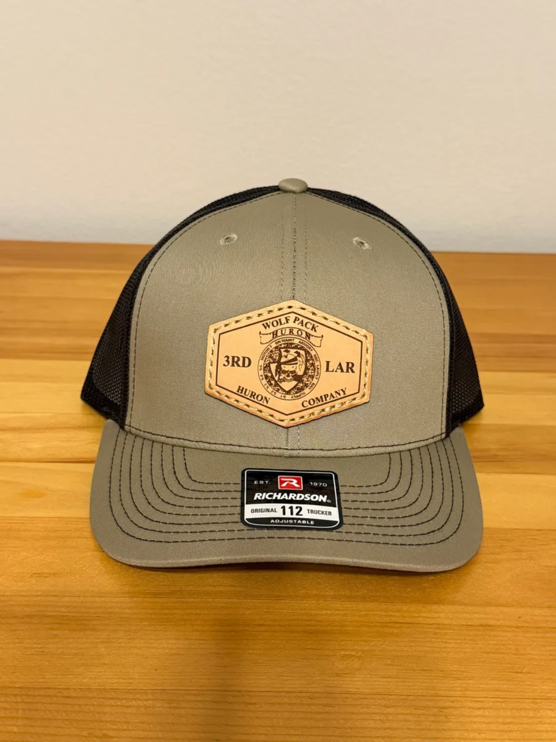 Huron Company Leather Patch Hat khaki.png