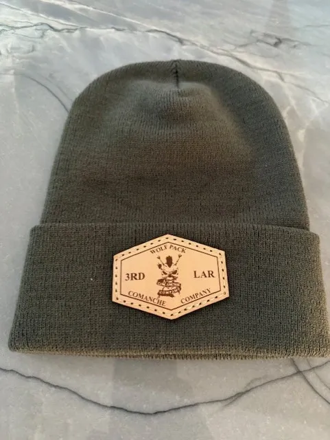 Comanche Company Leather Patch Beanie green.png
