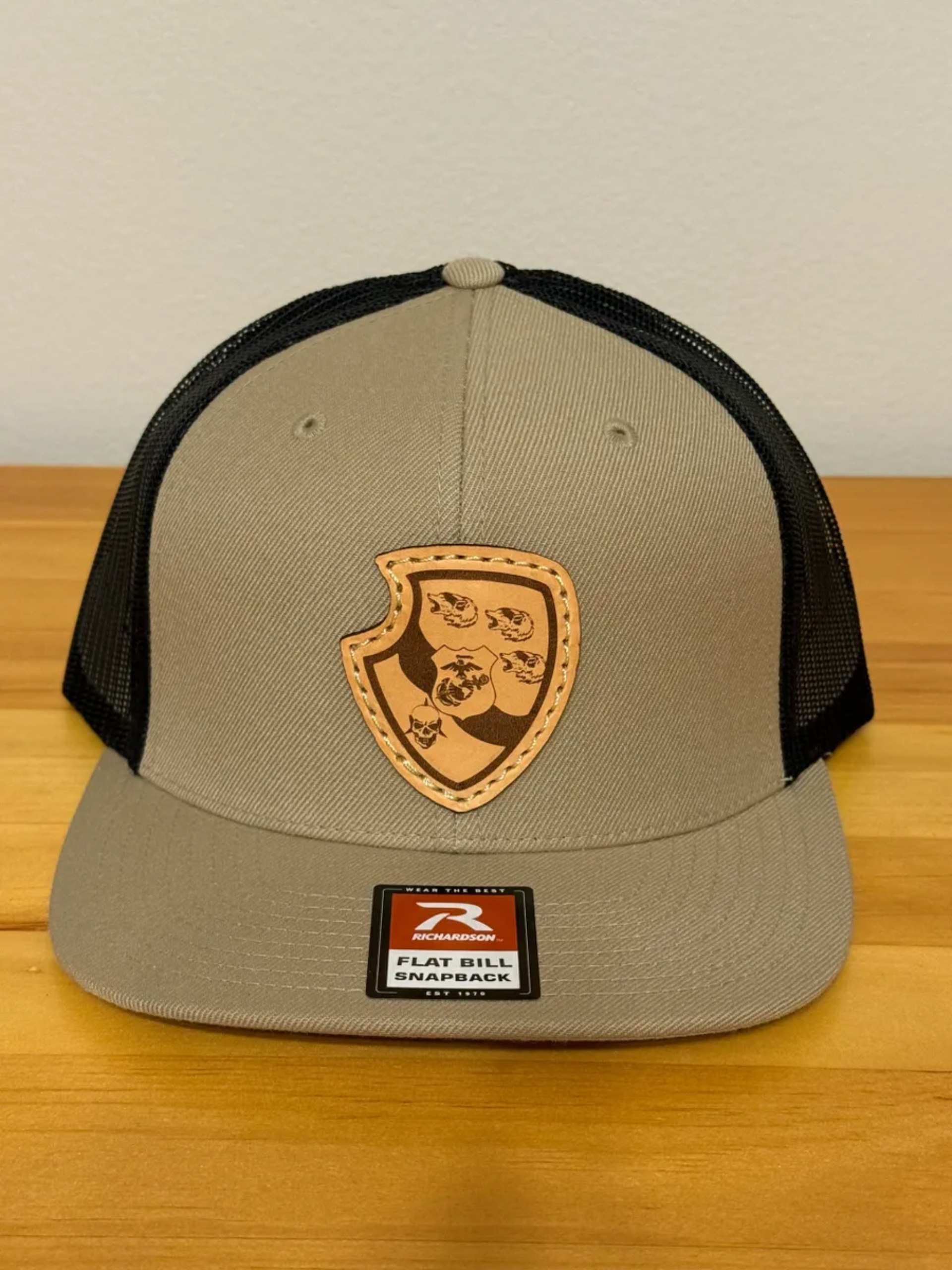 LAR Battalion Leather Patch Hat - Flat bill khaki.png