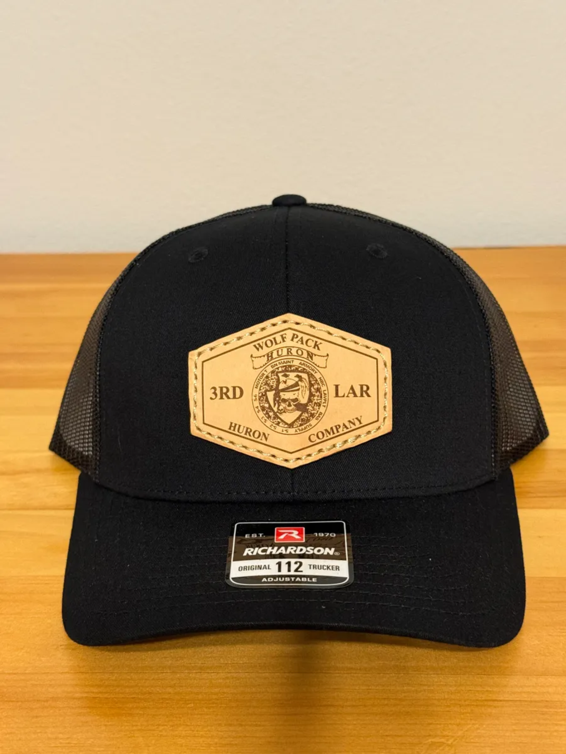 Huron Company Leather Patch Hat black.png