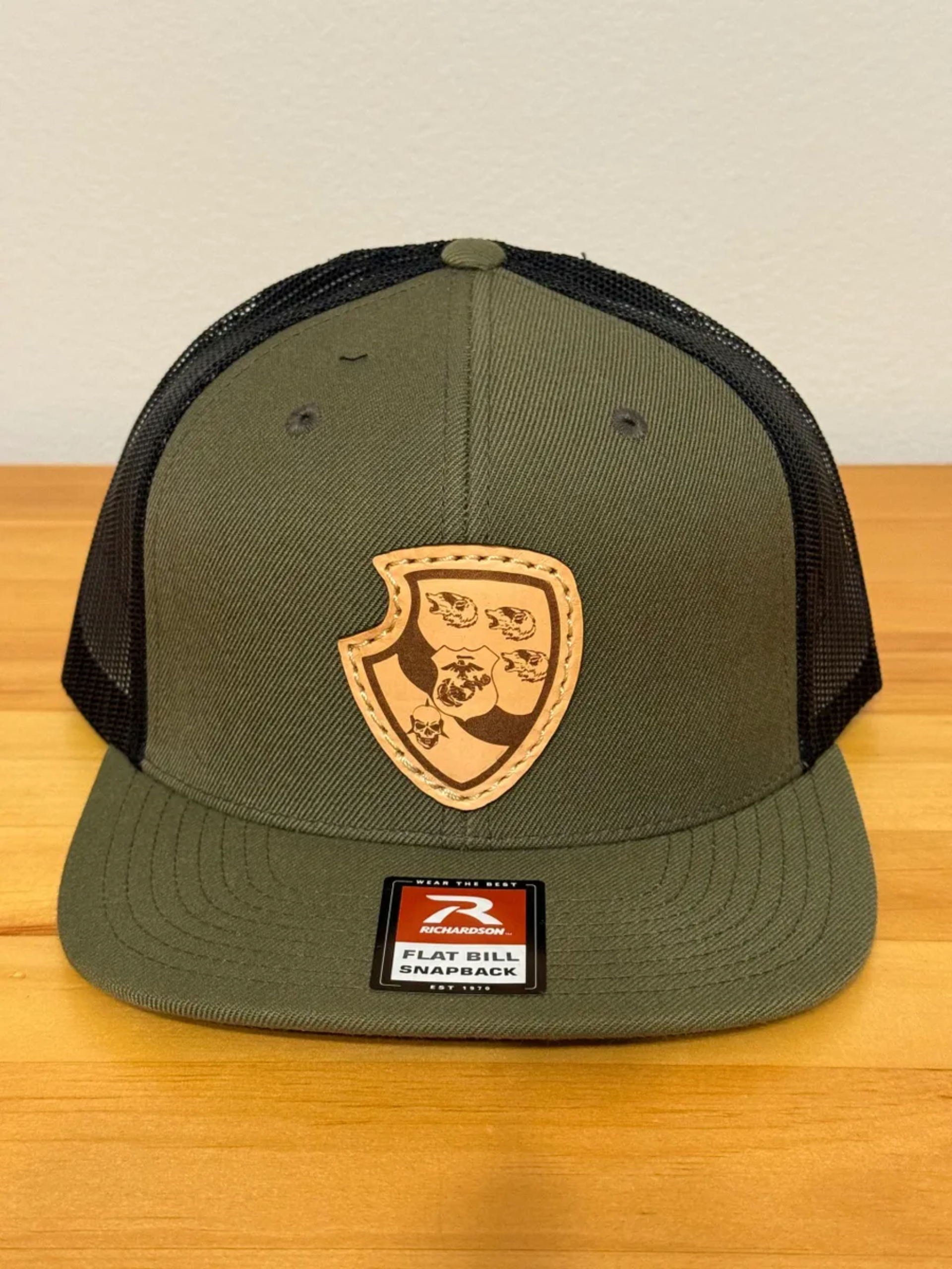 LAR Battalion Leather Patch Hat - Flat bill green.png