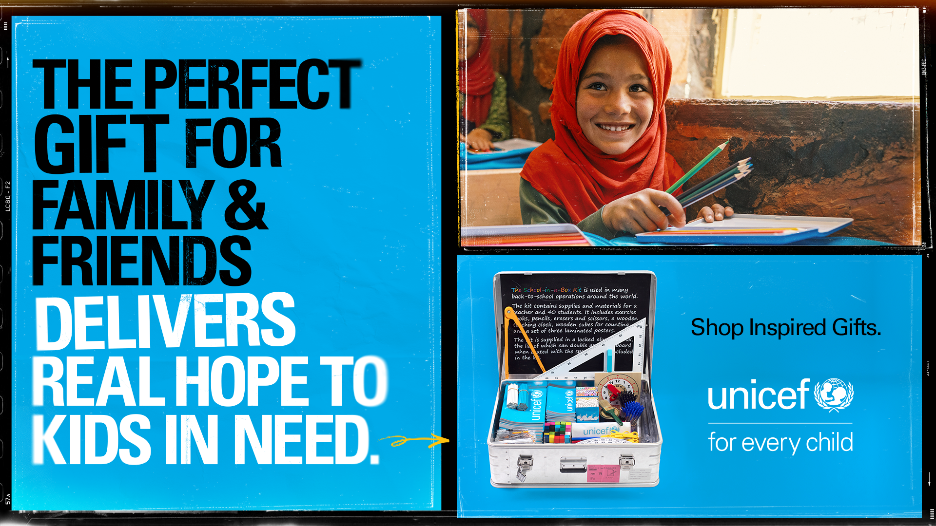 Inspired Gifts campaign presenting humanitarian support through a familiar gift-shopping format, giving people another understandable way to choose how they want to help.