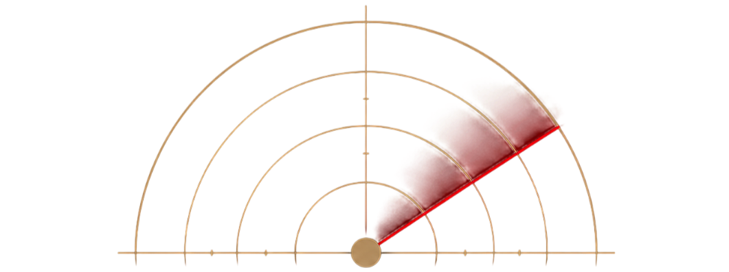 A colorful, abstract arc diagram with multiple layers and segments in red, yellow, gray, and brown, radiating from the center.