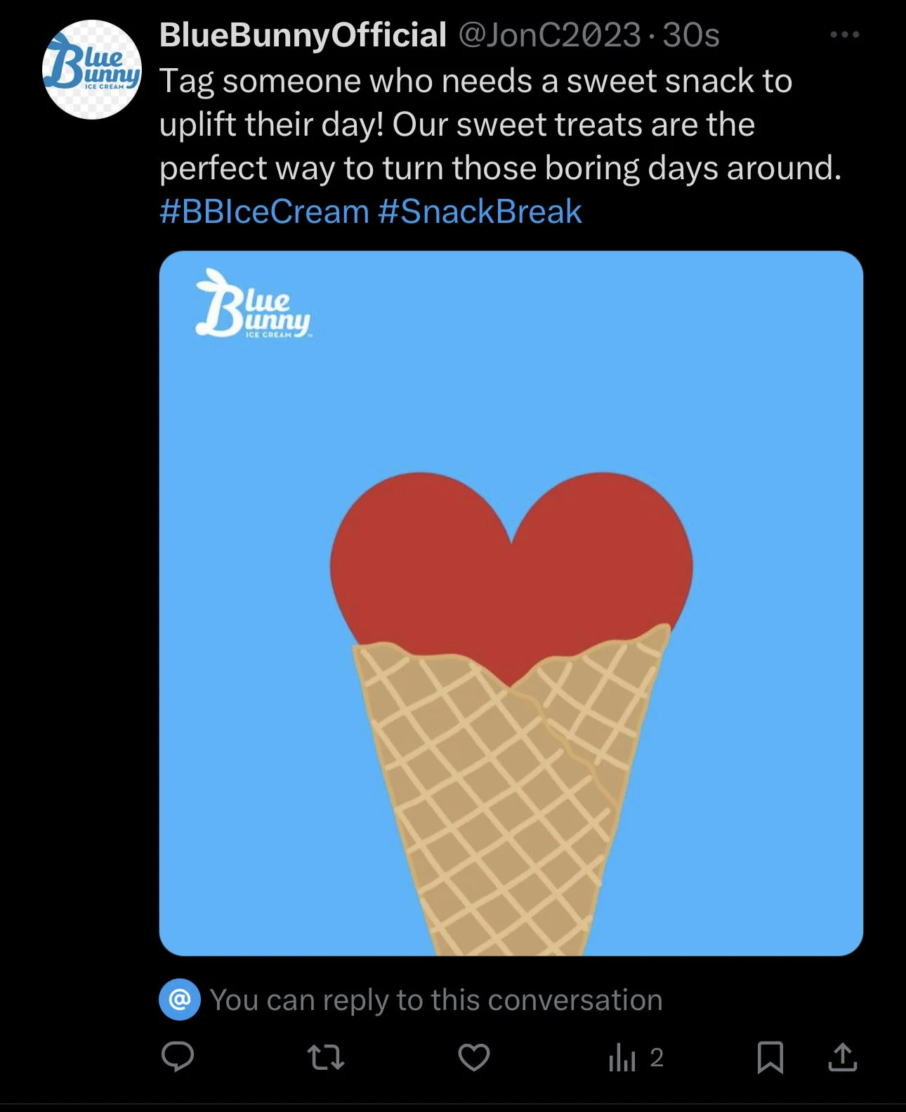Blue Bunny Mock Social Media Post