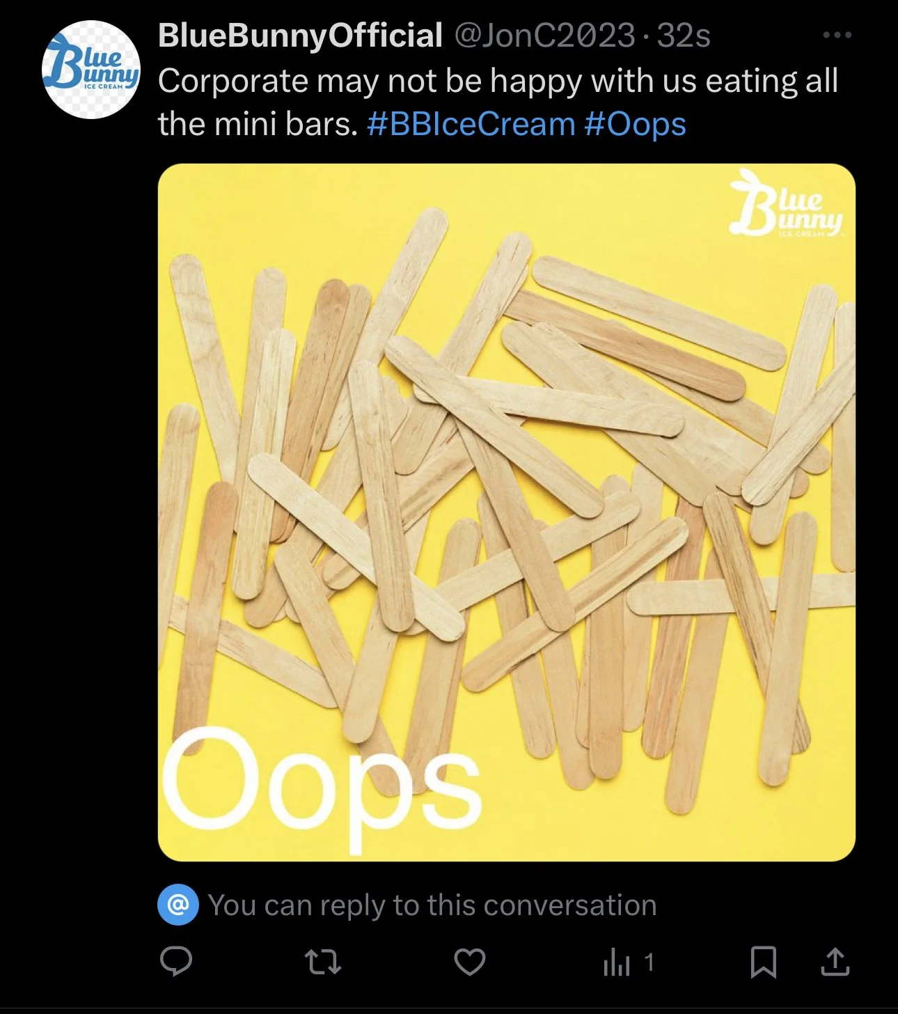 Blue Bunny Mock Social Media Post