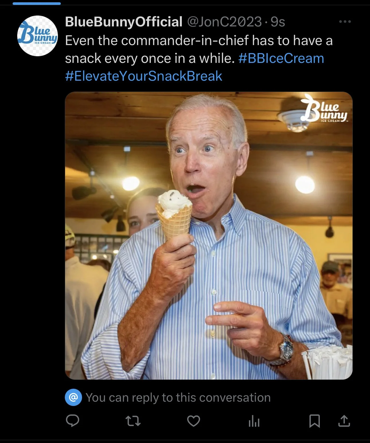 Blue Bunny Mock Social Media Post