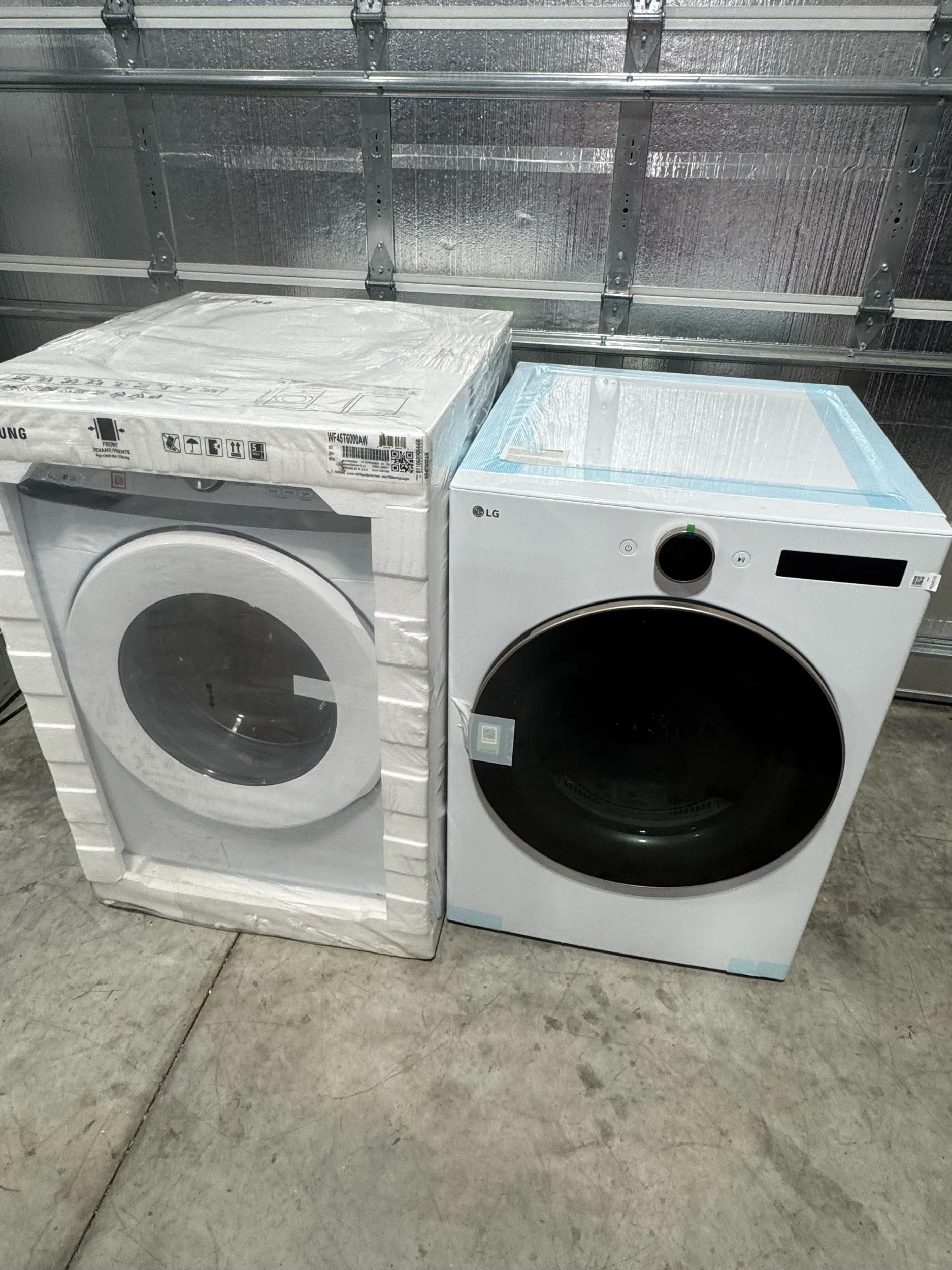 Mixed Pair: Samsung 4.5 Cu. Ft. Front Load Washer & LG 7.4 Cu. Ft. Smart Electric Dryer (White) – New
