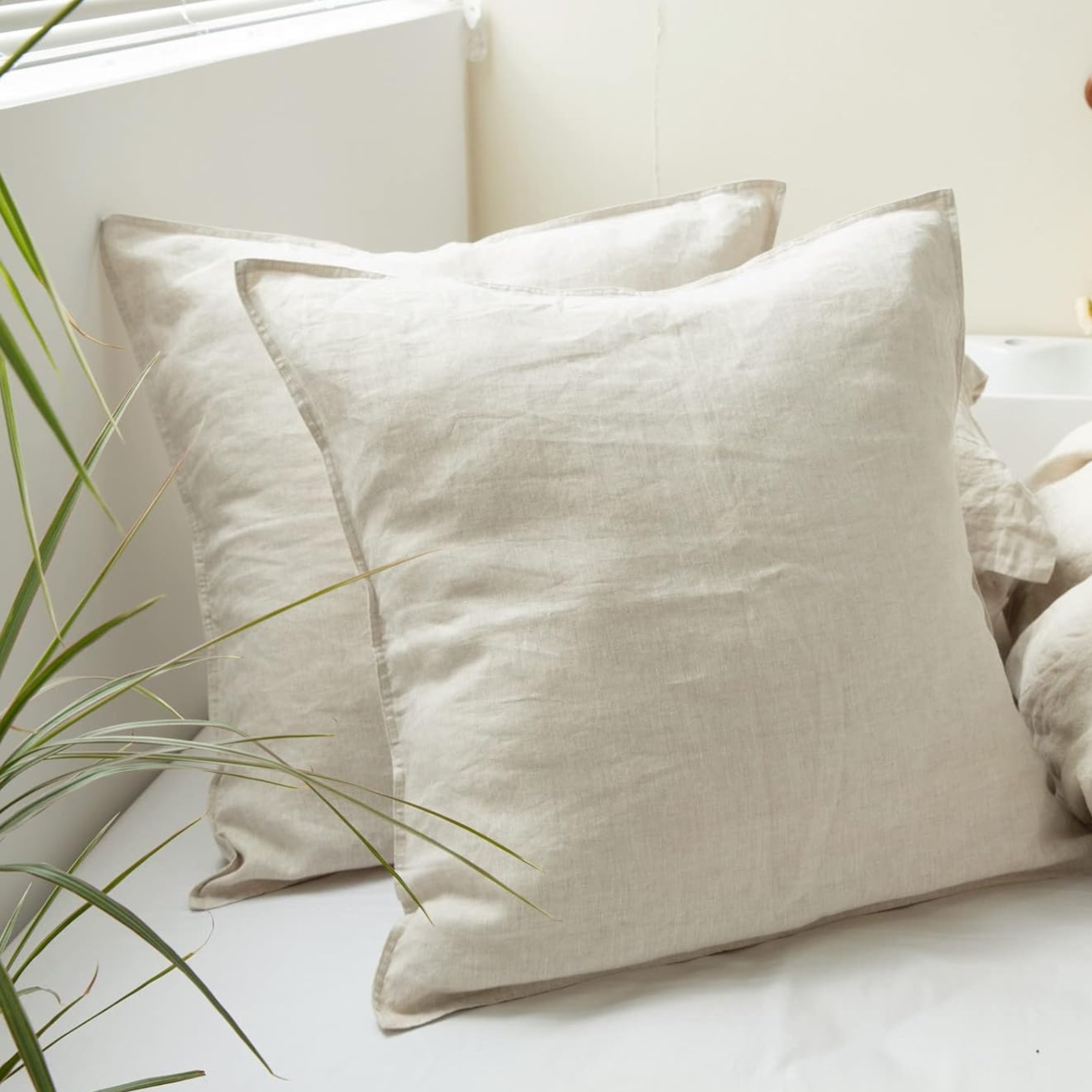 Washed linen pillow covers