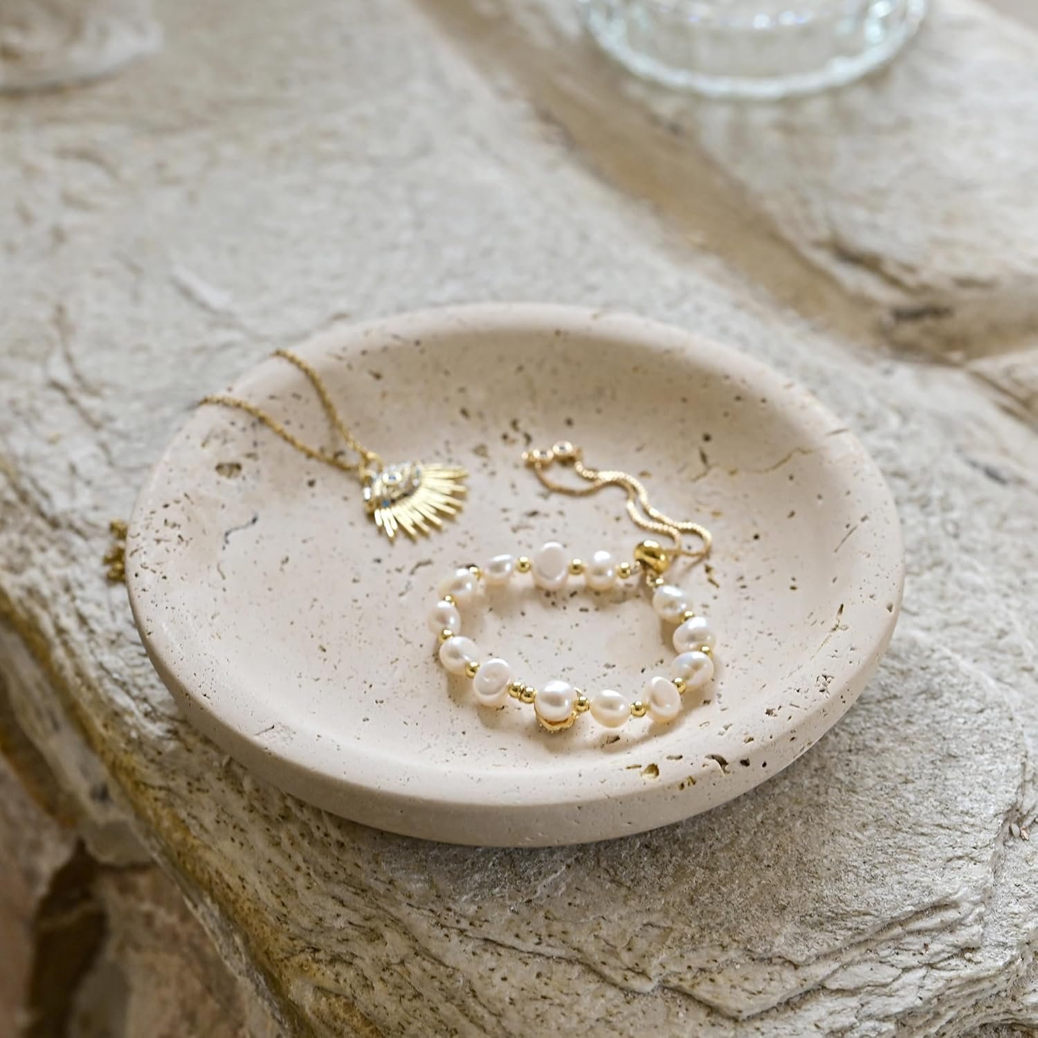 Travertine Trinket Dish ~$19