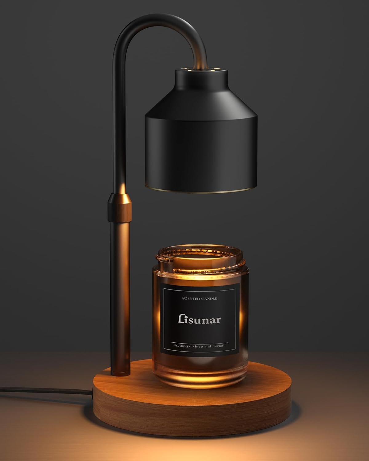 Matte black candle warmer lamp with timer and dimmer