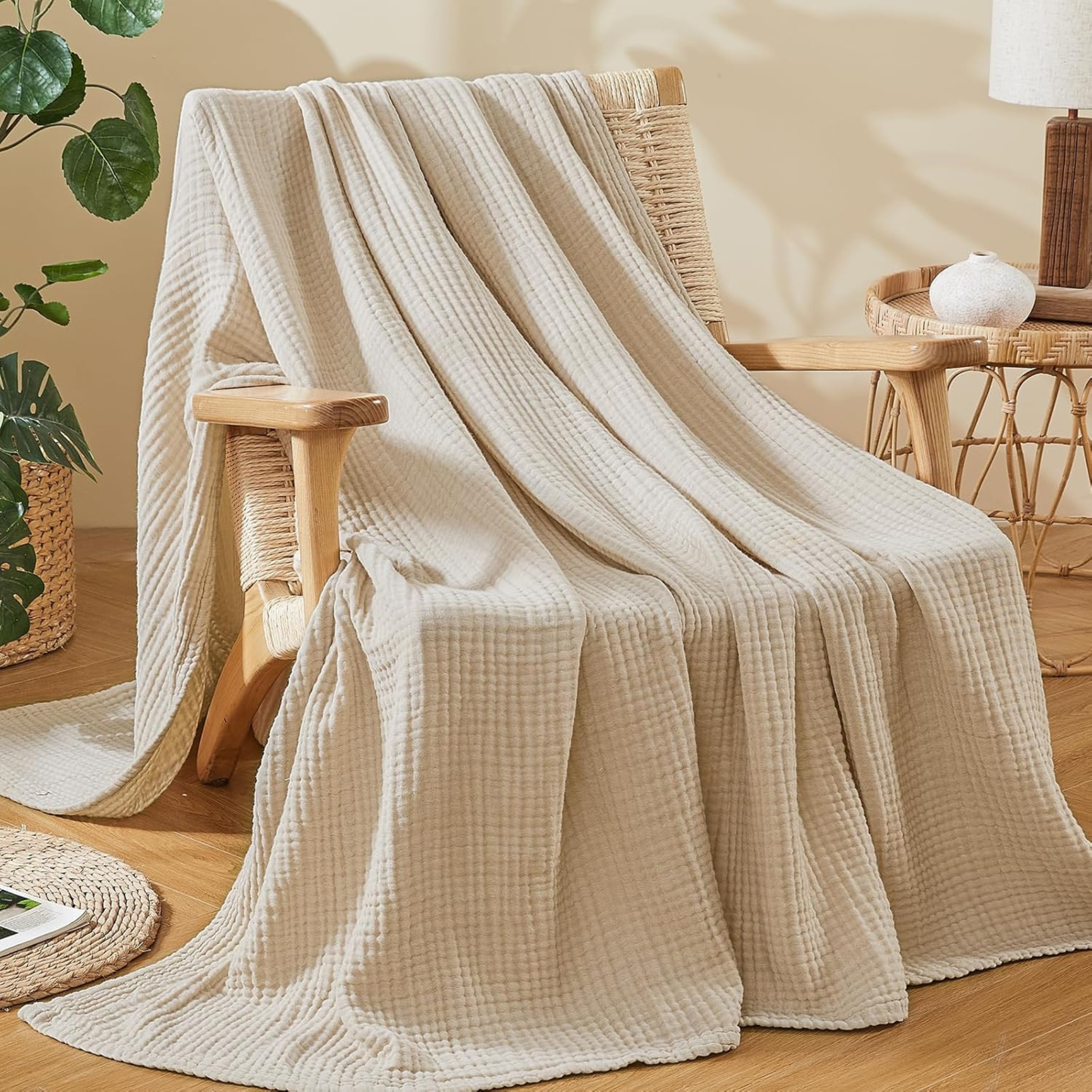 Cotton gauze throw