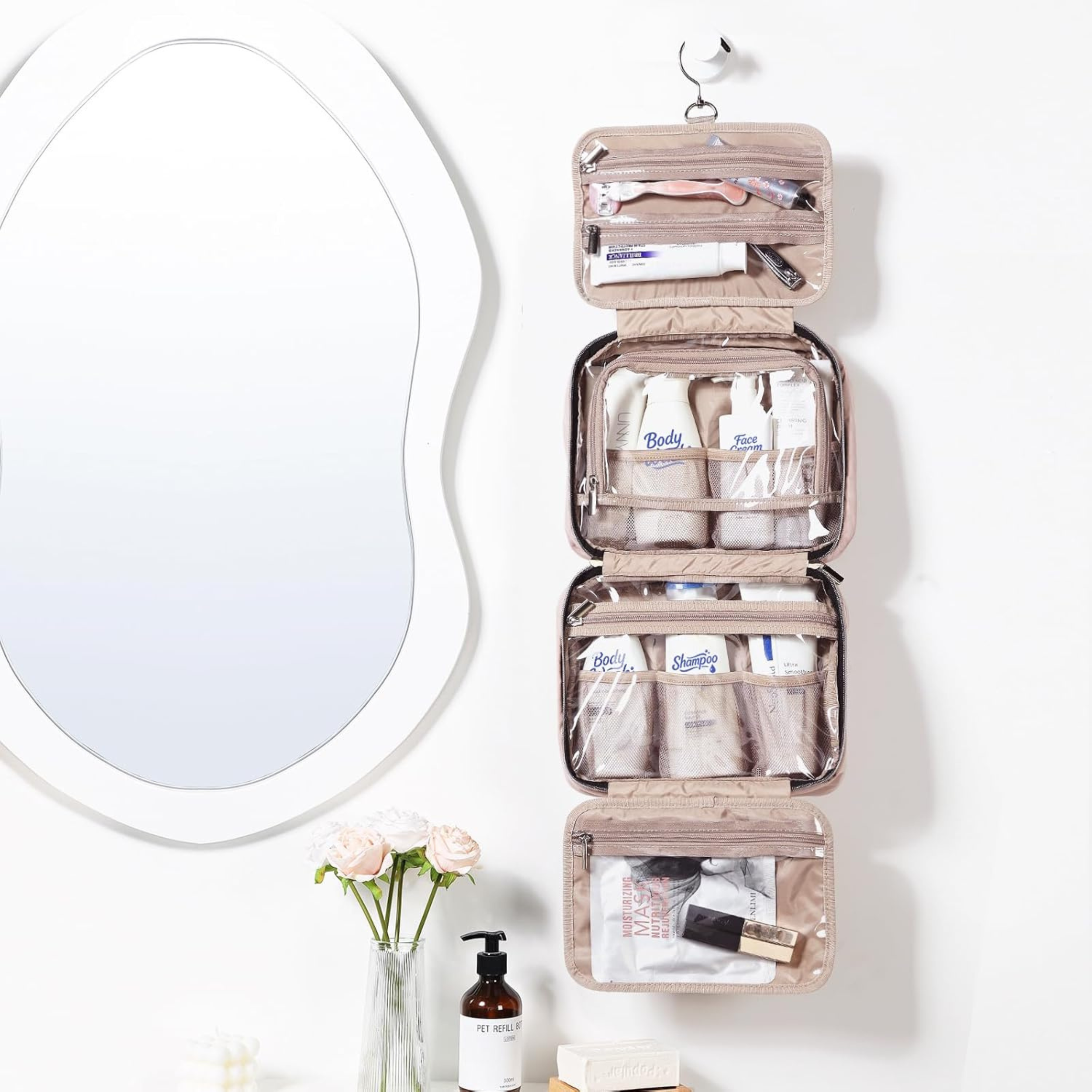 Hanging toiletry organizer 