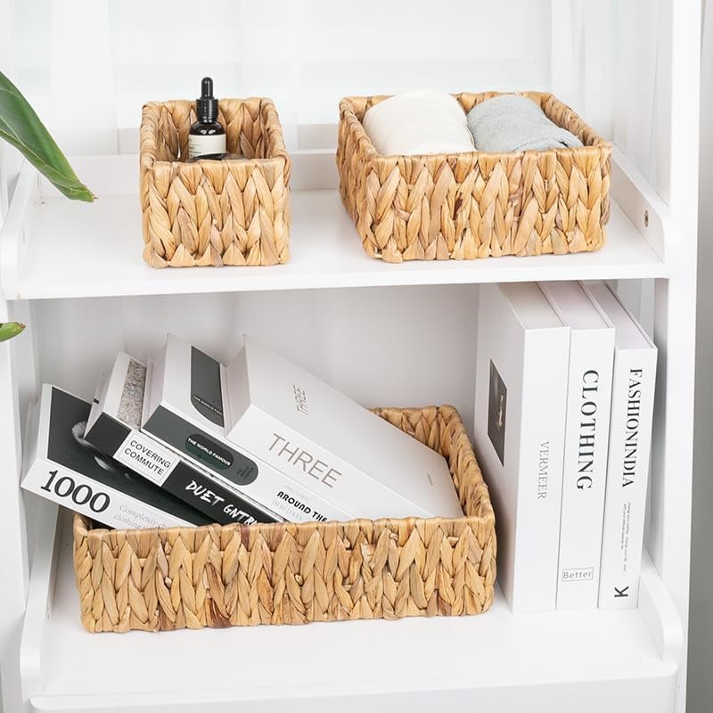 Woven water hyacinth storage basket for entryway