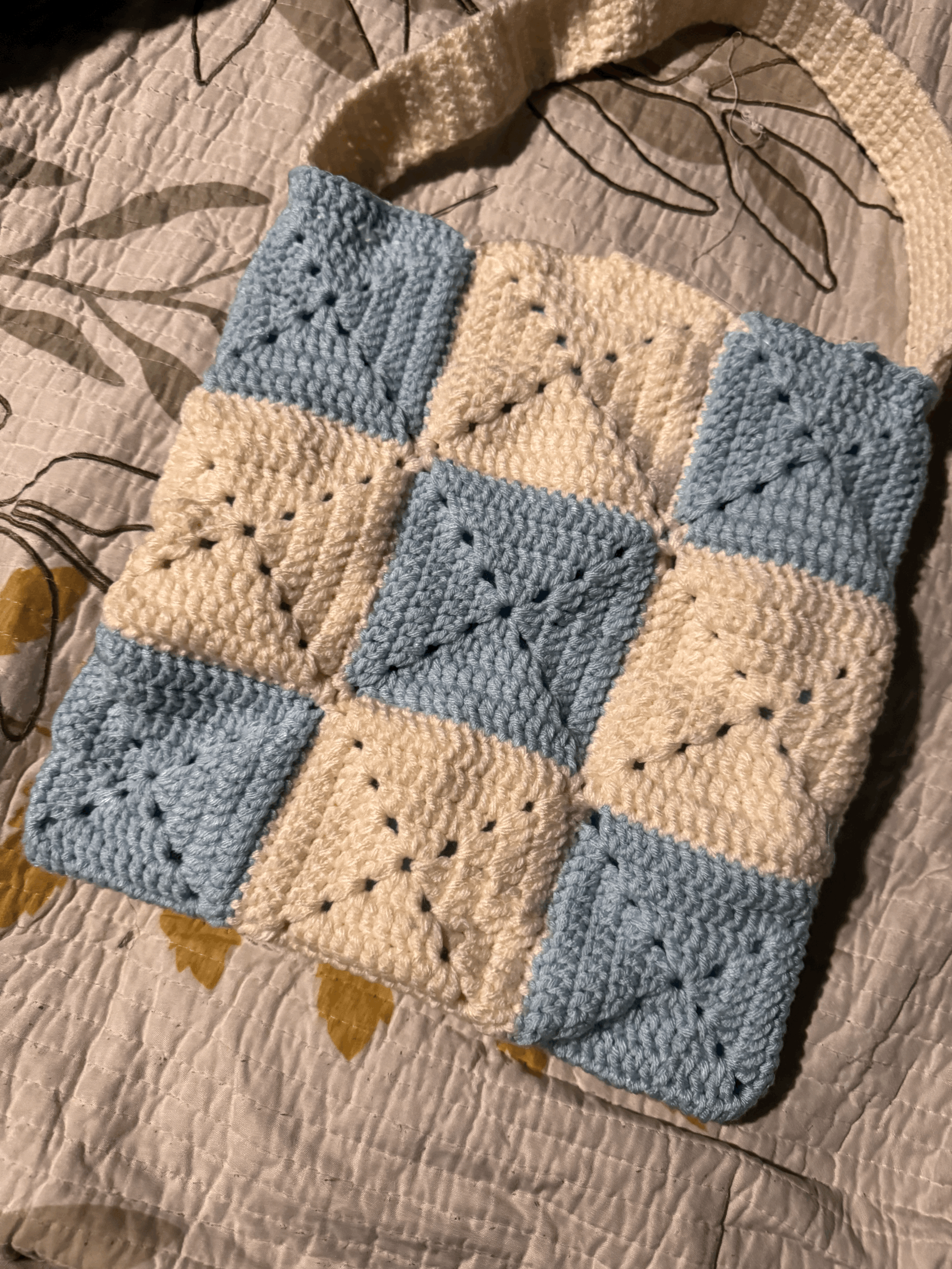 Blue Granny Square Bag (3x3)