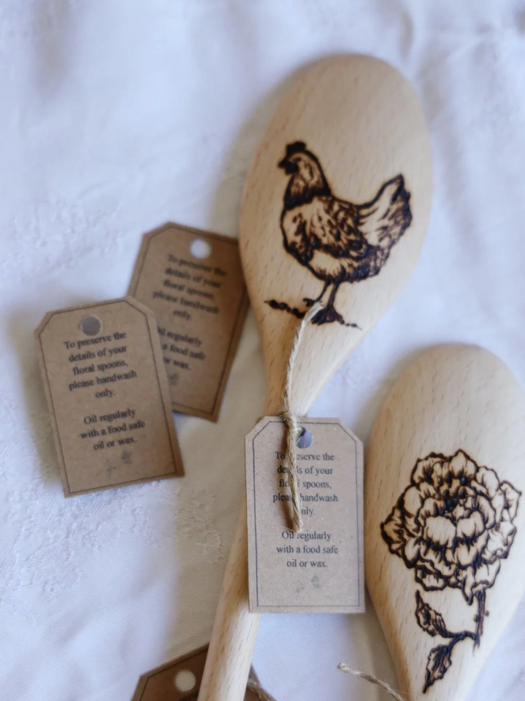 Handburned wooden spoons