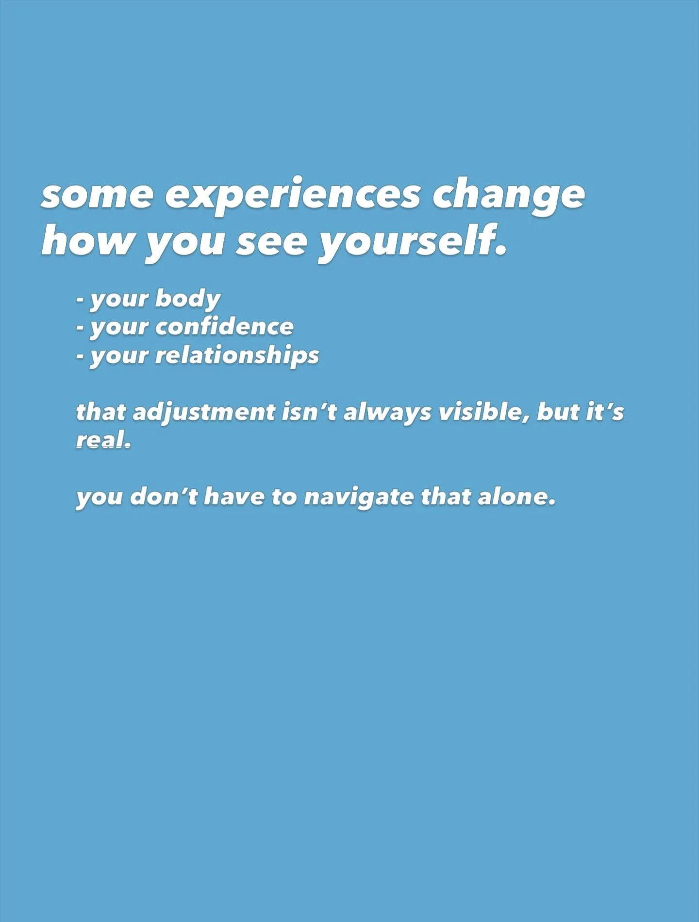 some experiences change how you see yourself &hellip;

#lifechanges
#healingjourney
#selfperception
#identitywork
#emotionalwellbeing