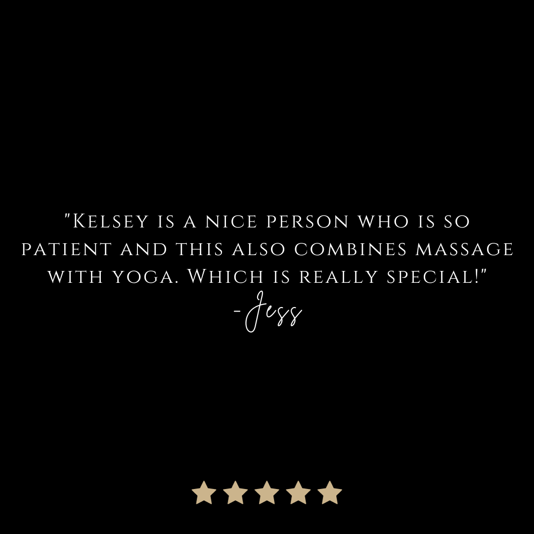 Testimonial quote about Kelsey and Jess, with five gold stars below, on a black background.