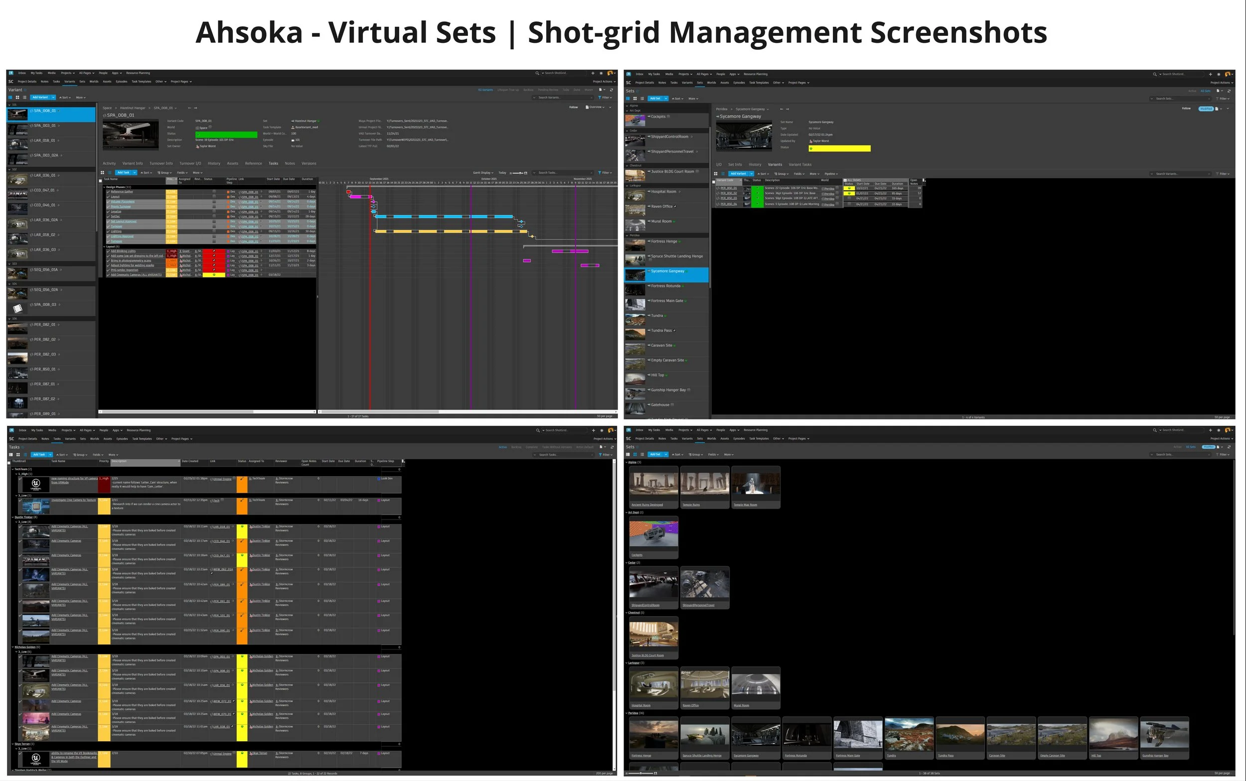Image showing the Shotgrid project management tasks and schedule on Ahsoka for the VAD