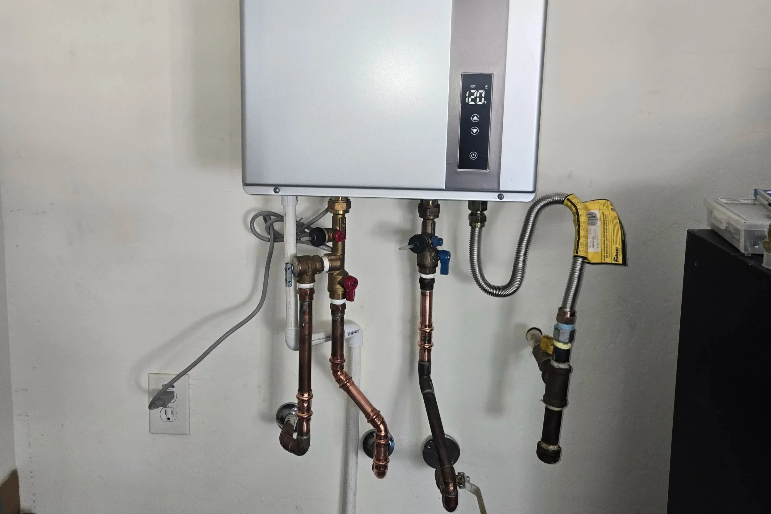 "Tankless water heater replacement completed by Mountain Vista Plumbing in Mesa, AZ"