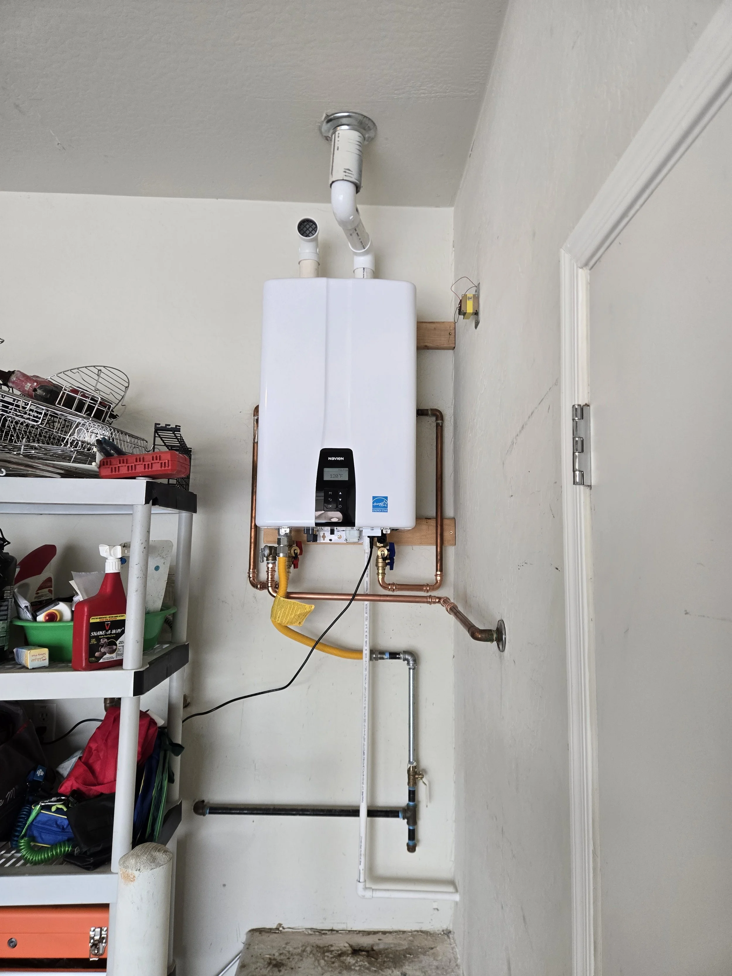 A gas tankless water heater we replaced at a home in Queen Creek when the old one began to leak. 