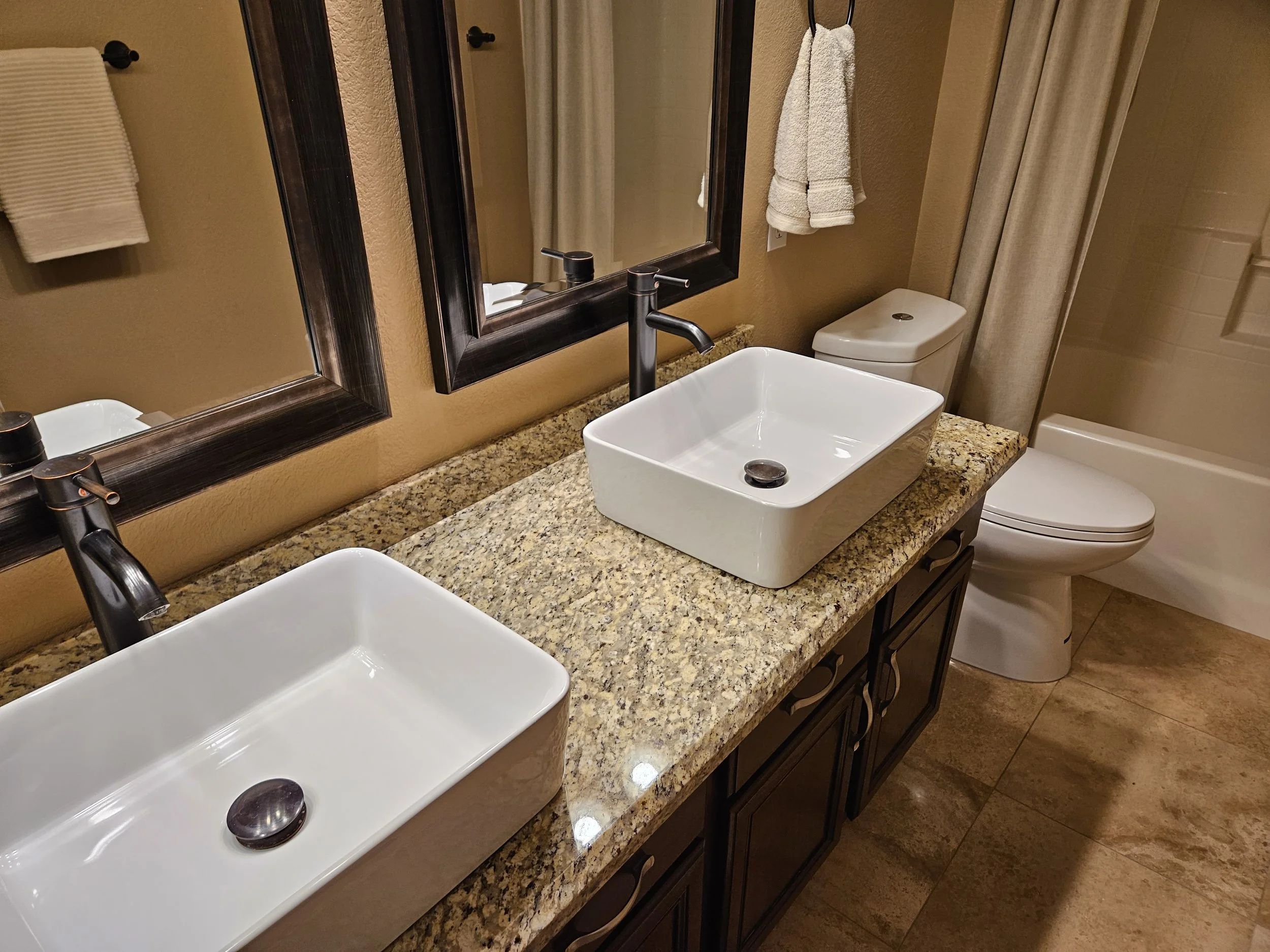 We hooked these two lavatories up after the countertop was replaced in a home in Peoria, AZ