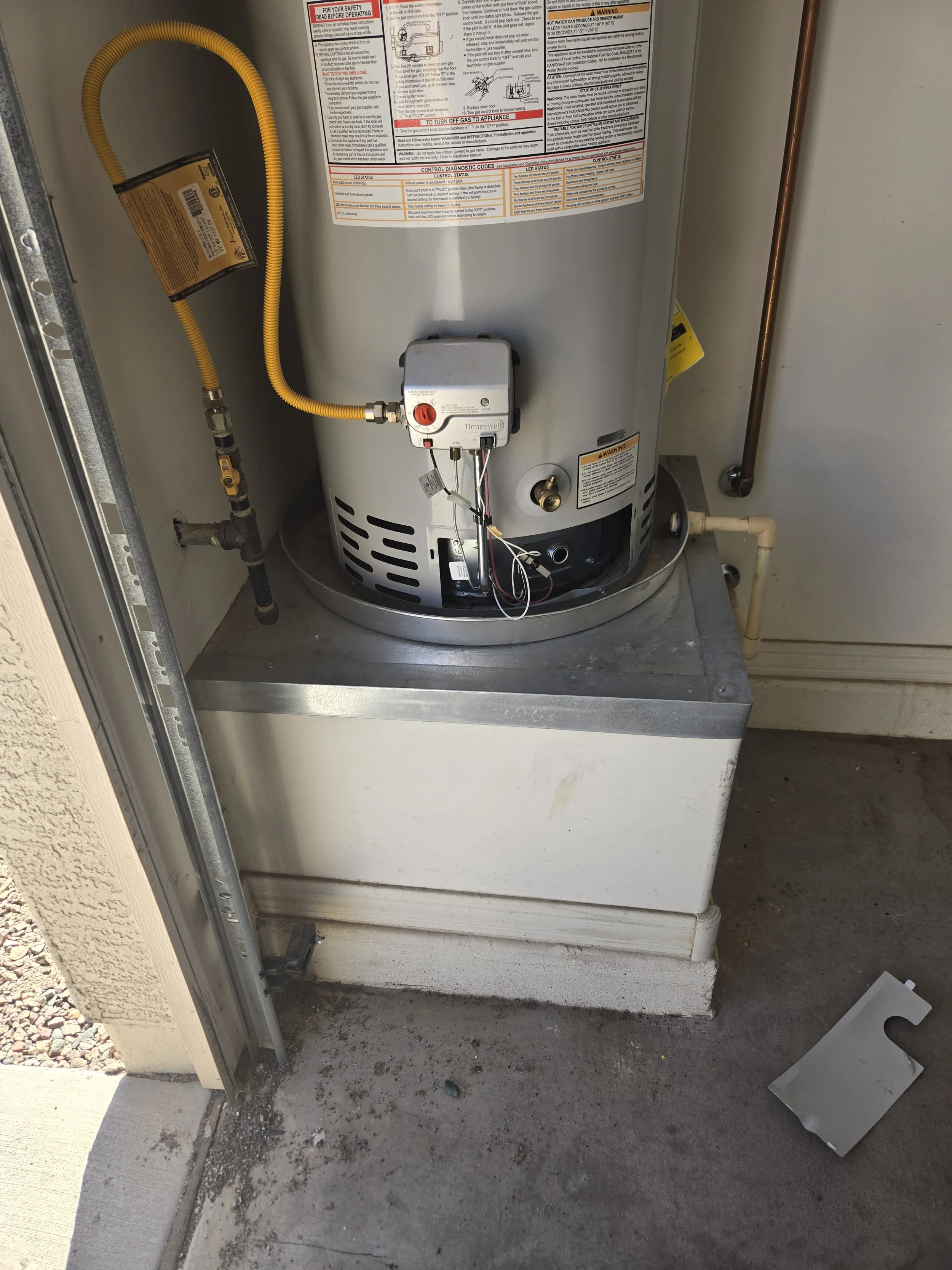 A leaking water heater at a home in the Laveen area of Phoenix that we replaced. 