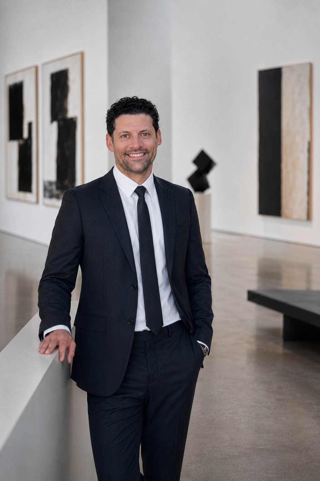 Attorney Mark Serino appearing in a modern art museum.