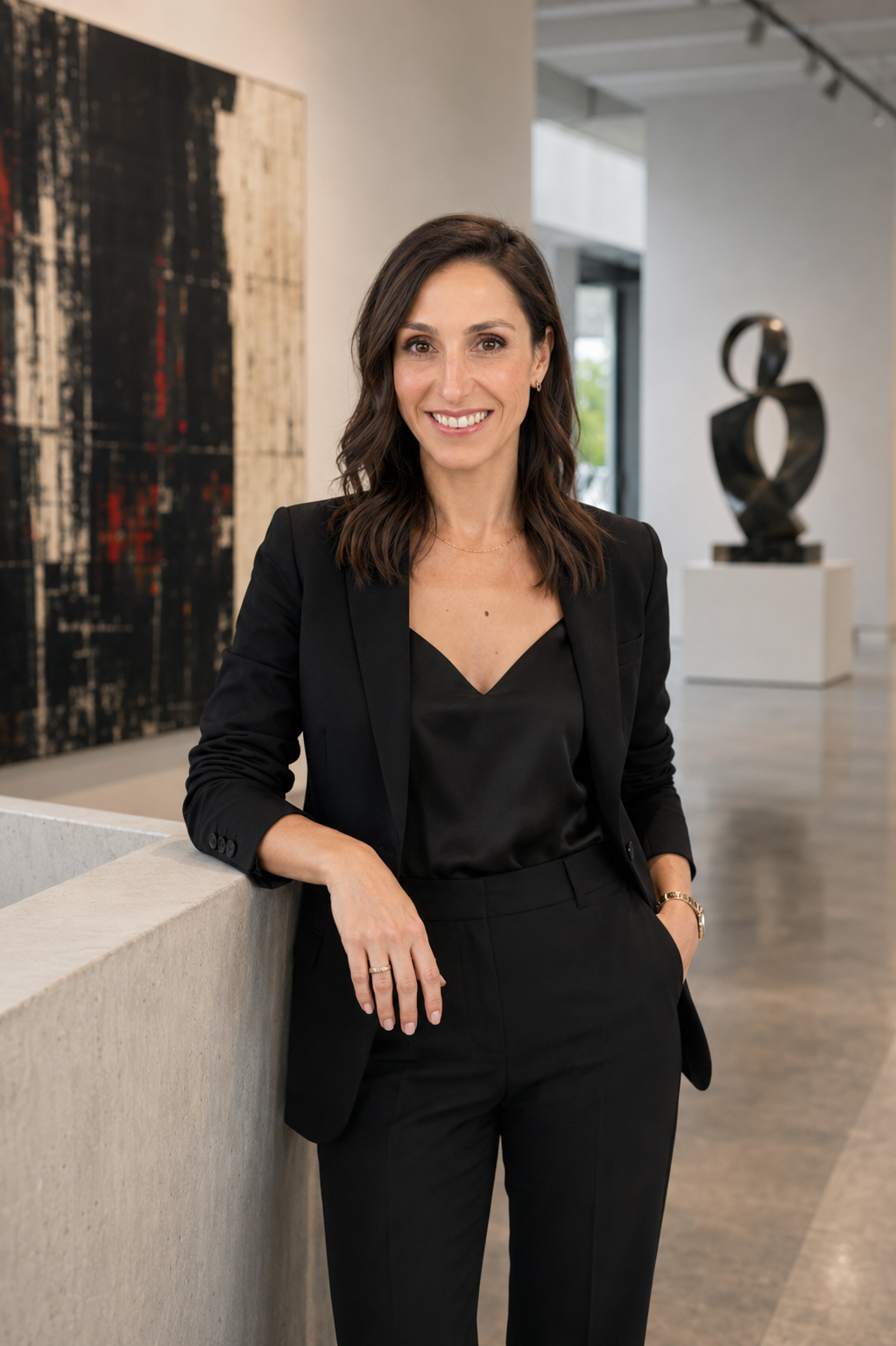 Attorney Natasha Serino appearing in a modern art museum.