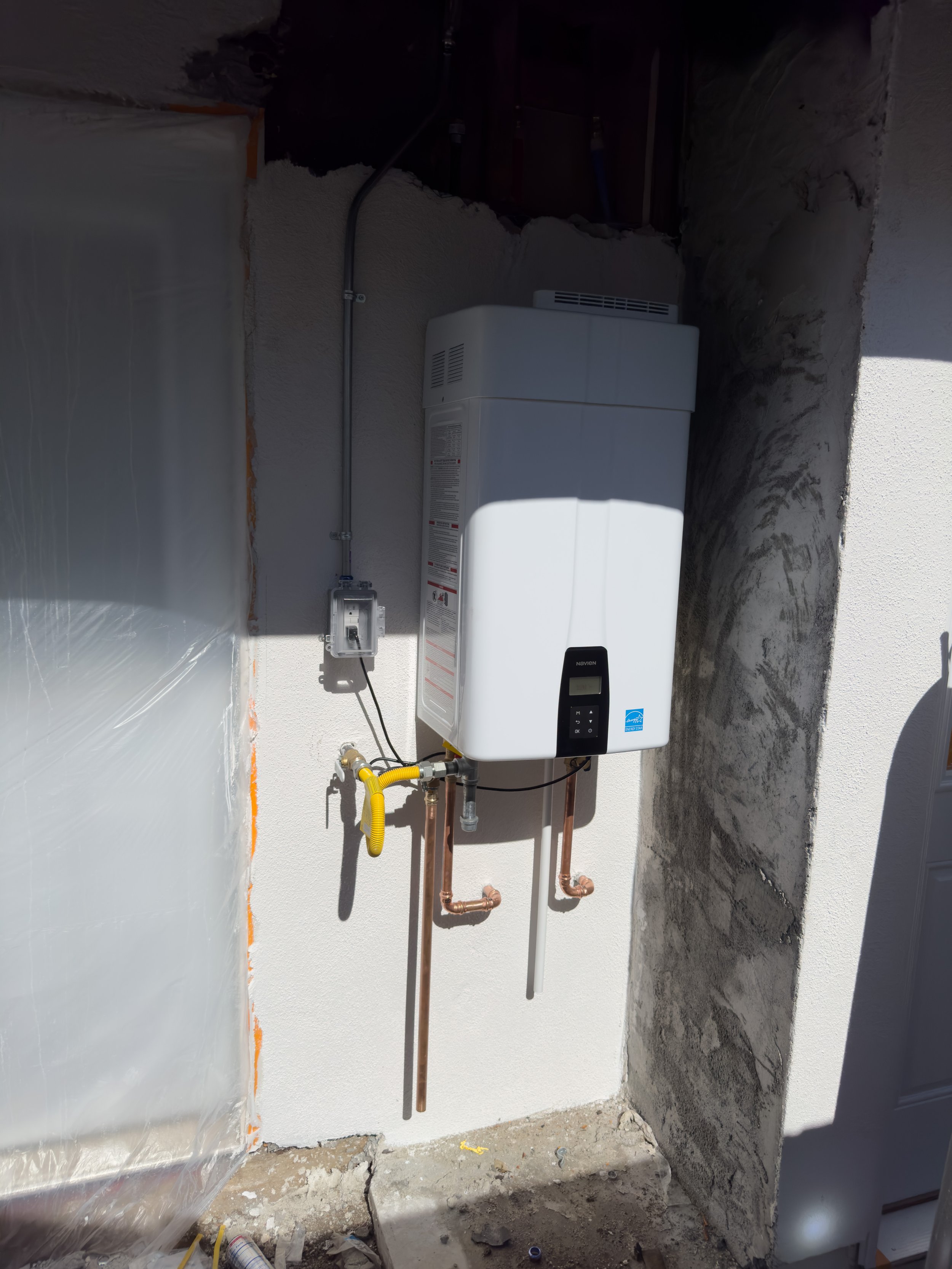Navien tankless water heater installed in Studio City, CA.