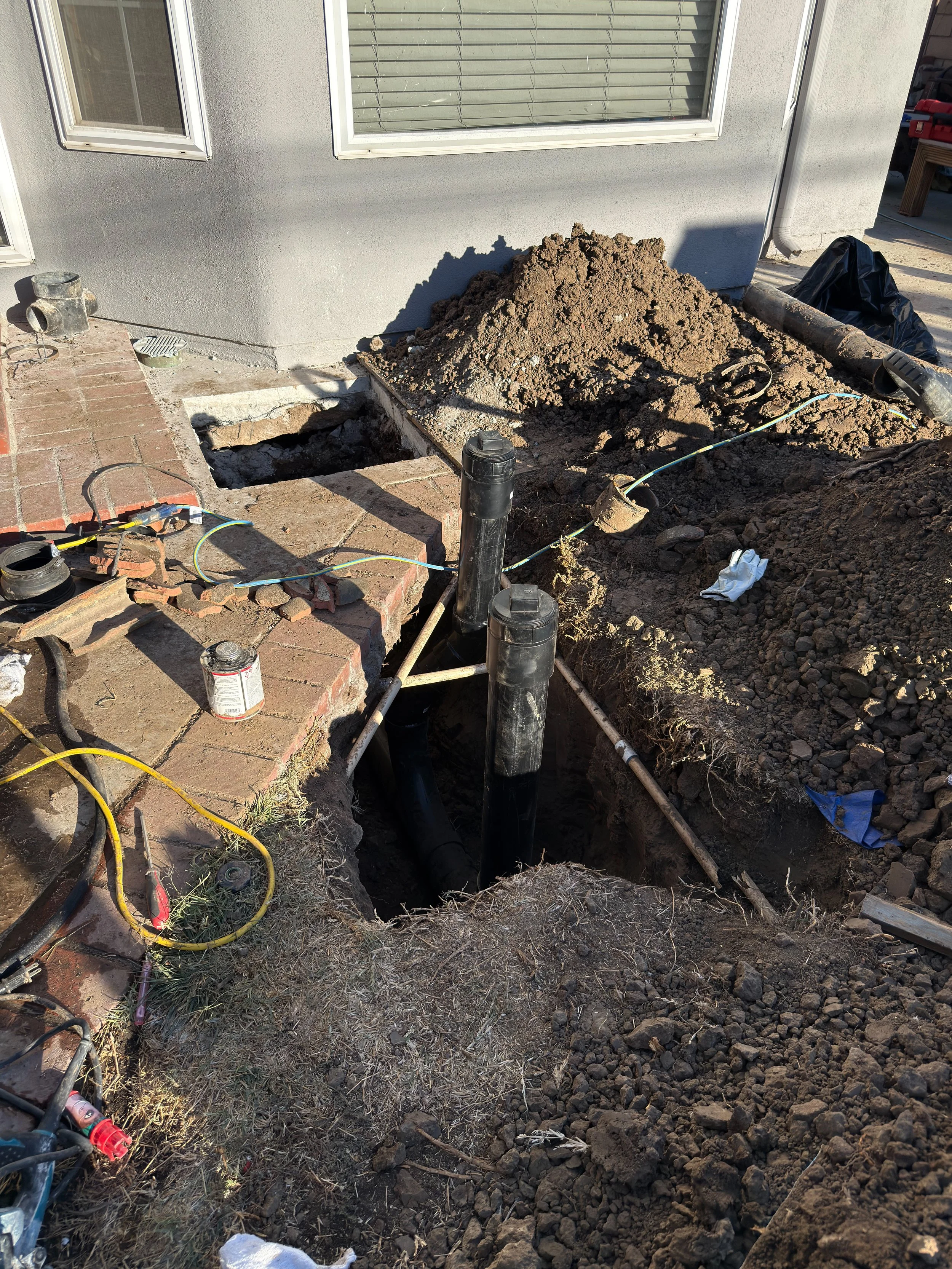 Sewer two-way cleanout installation in Long Beach, CA.