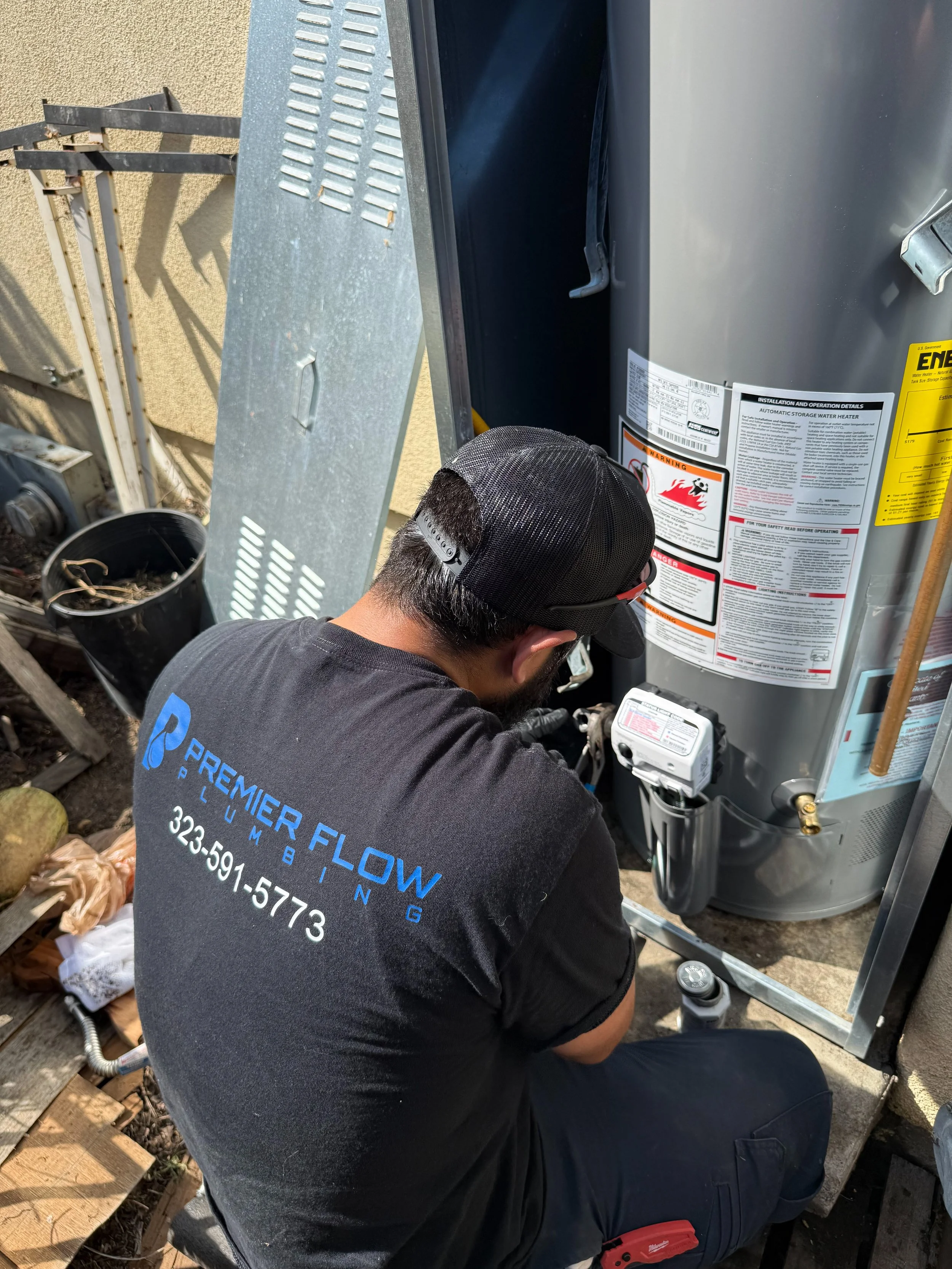 Water heater installation by Premier Flow Plumbing in El Monte, CA.
