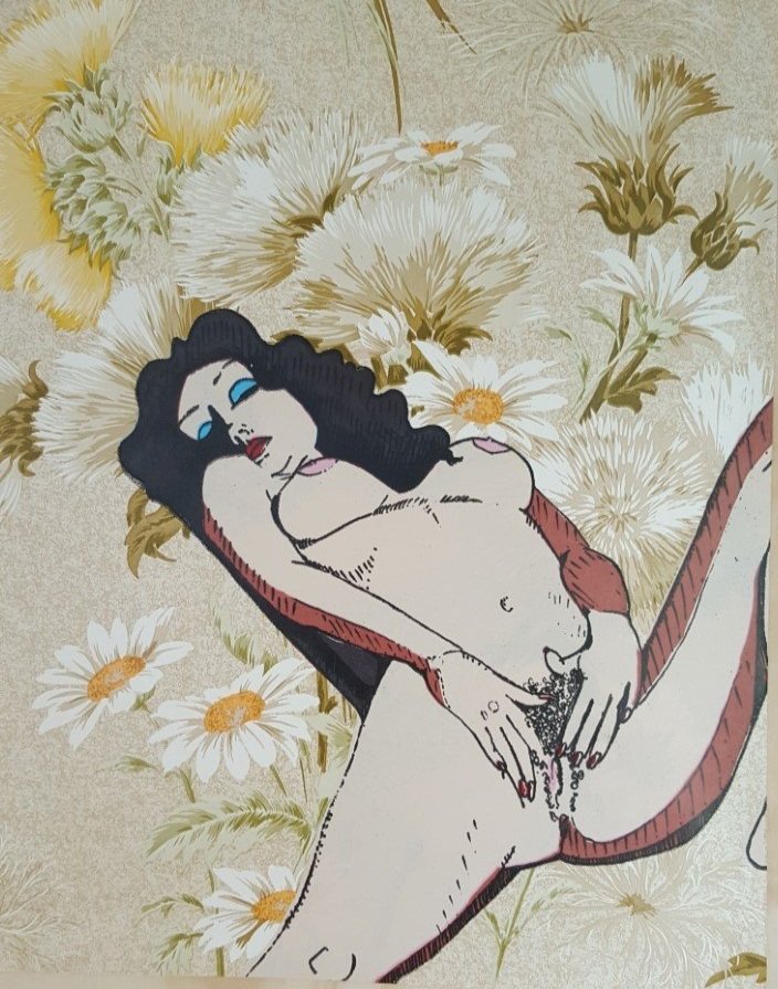 "Hit me with your best shot"  
Silk Screen print on wallpaper
