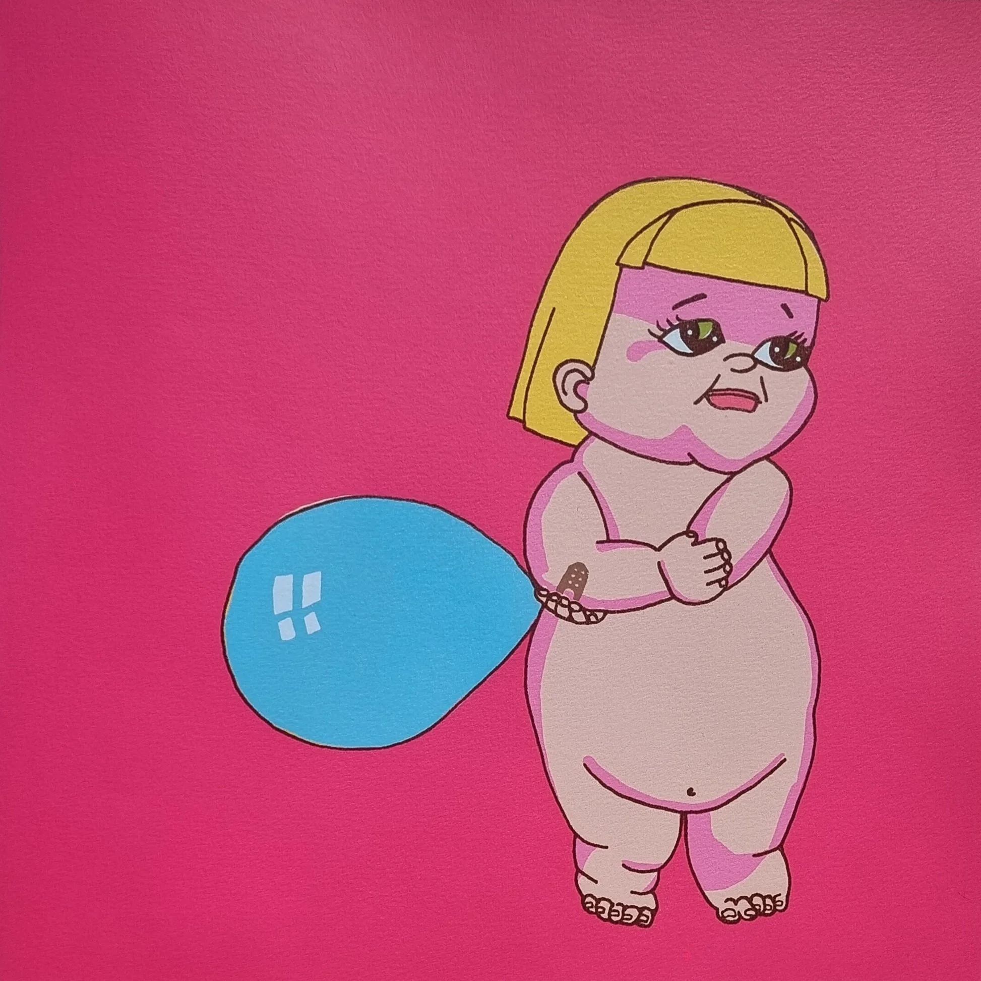 "Baby Doll has an Owie" 2024
Silk Screen Print on 250gsm paper
32 x 32 cm
Edition of 11