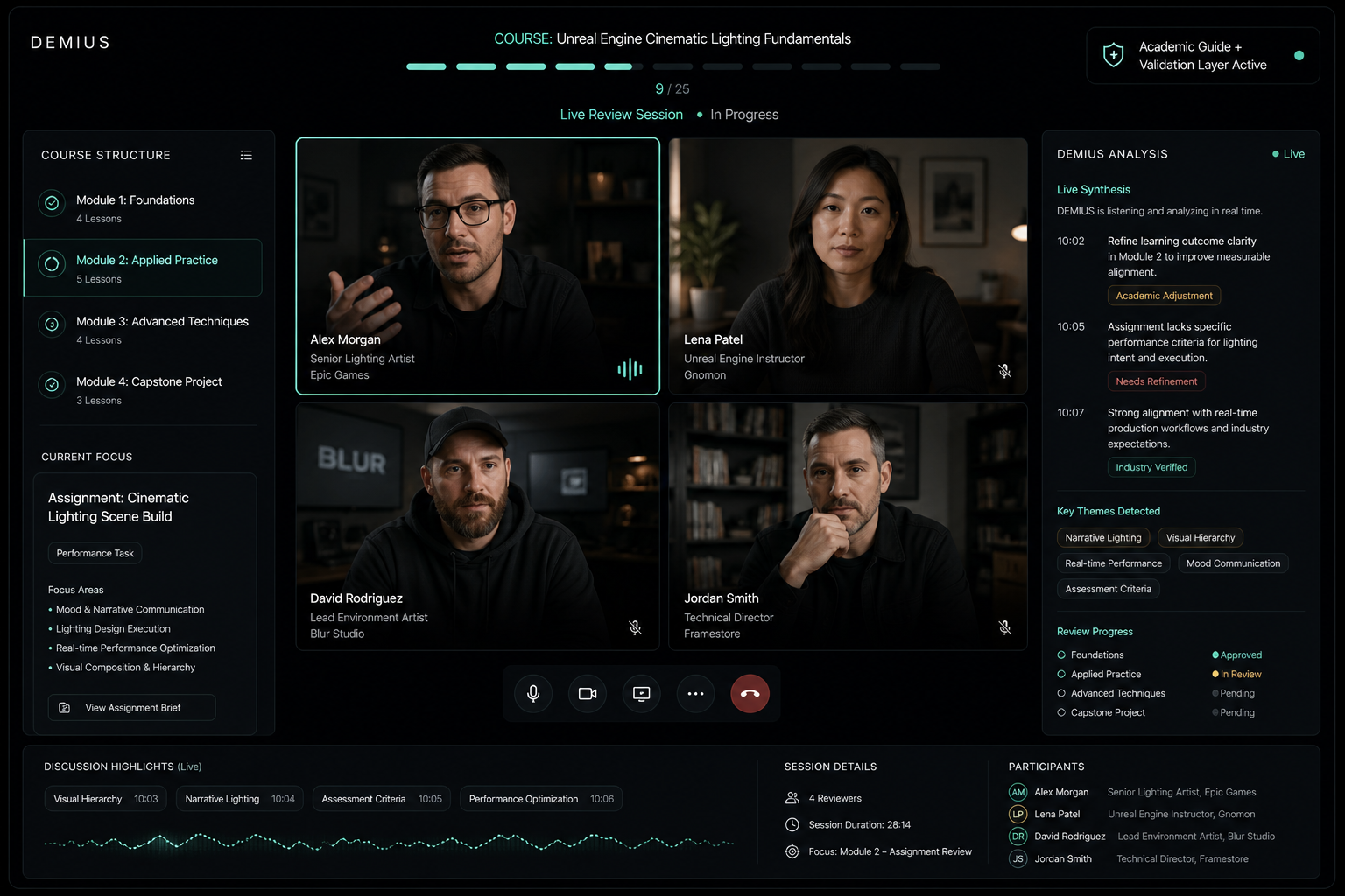 DEMIUS curriculum review interface