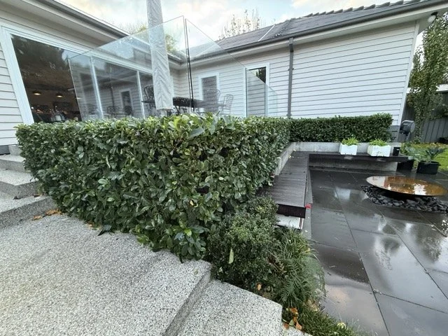 Tidied poolside garden and paving in Blackburn