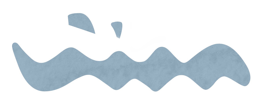 Abstract blue wavy shape on a white background.