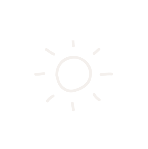 White sun icon on a black background