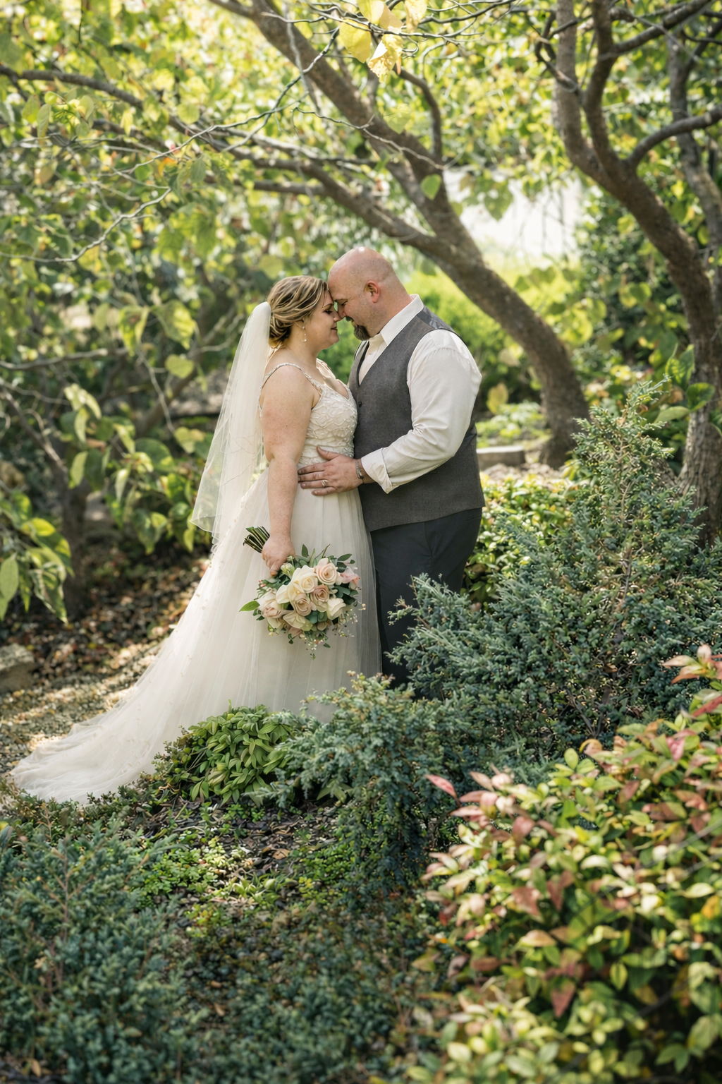 a private moment among the garden at The Elopement House