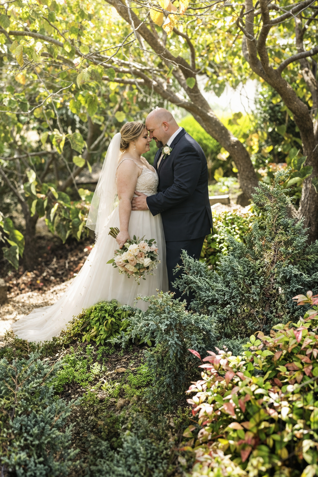 Bride and groom in nature